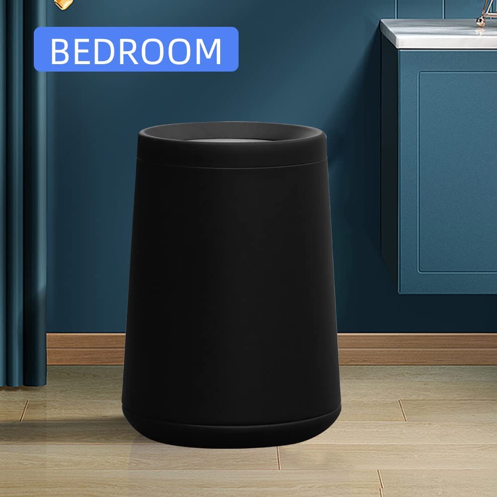 Brushed Stainless Steel 10L/3 Gallon Swing Lid Trash Can - Modern Bathroom & Kitchen Garbage Bin for Home, Office, Living Room & Bedroom | Space-Saving & Odor-Controlling Waste Solution