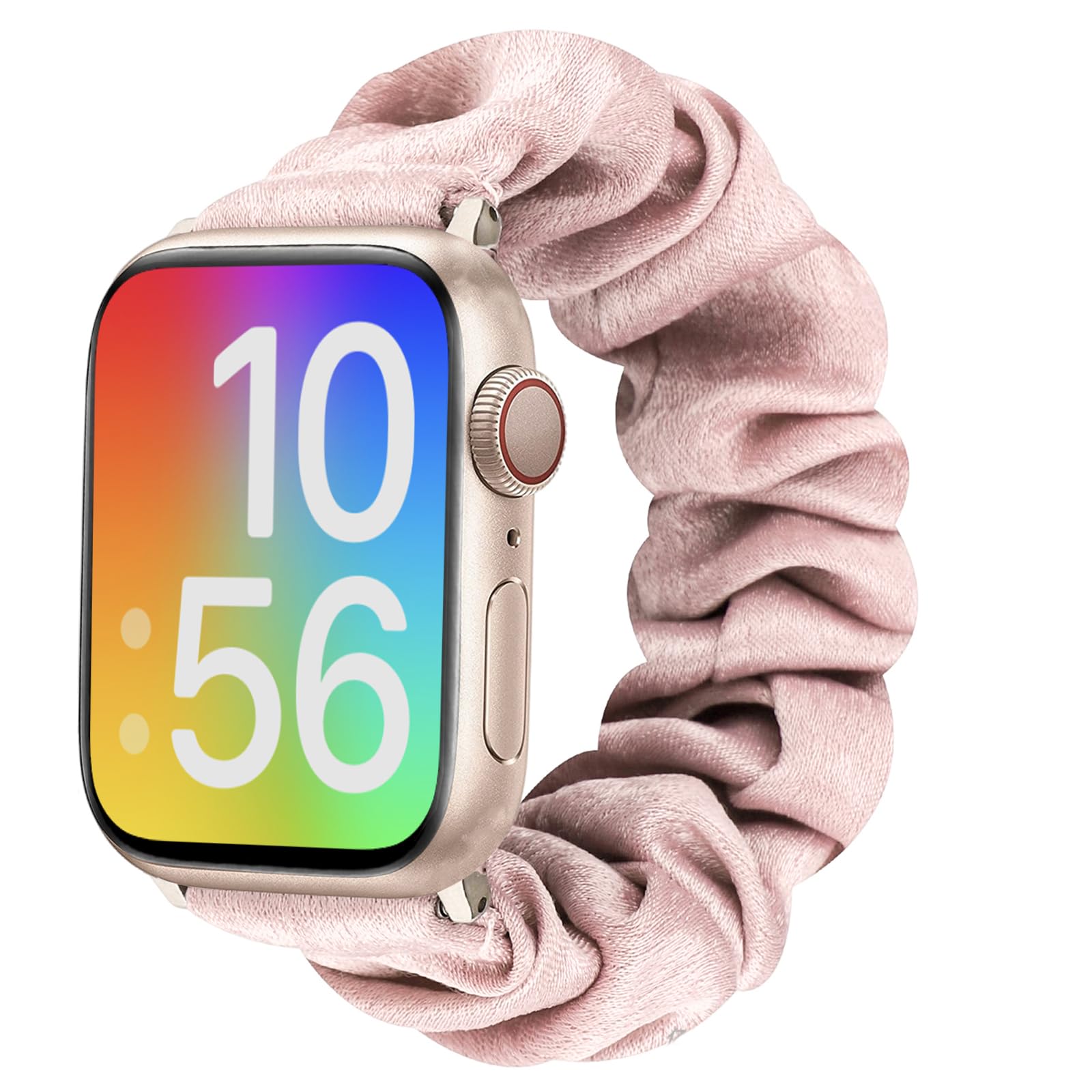 Cute Stretchy Scrunchie Apple Watch Band for Kids & Girls - Soft Fabric Strap Compatible with iWatch Series 9/8/7/6/5/4/3/2/1/SE (38/40/41mm & 42/44/45mm) - Easy On/Off Design for School, Sports & Playtime