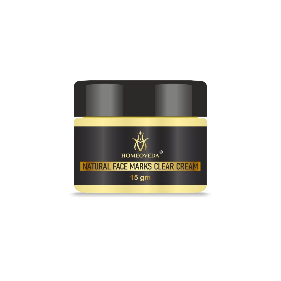 Homeoveda Natural Face Marks Clear Cream - Reduces Acne, Pimples, Blemishes, Pigmentation & Stretch Marks | 15gm | Organic Skincare Solution for Clear, Healthy Skin | Perfect for Daily Use & Post-Acne Care