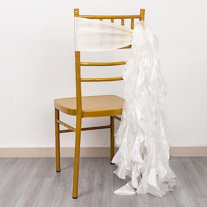 5 Pack Curly Willow Chiffon Satin Chair Sashes - Elegant Wedding Decor, Bridal Shower & Party Chair Ribbons for Banquet, Reception, and Special Events