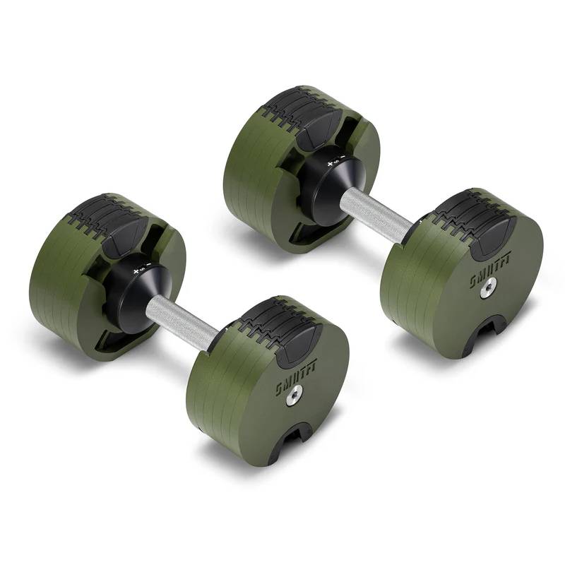 SMRTFT Nüobells 5-50lb Adjustable Dumbbell Pair - Tactical Strength Training for Home Gym & CrossFit Workouts