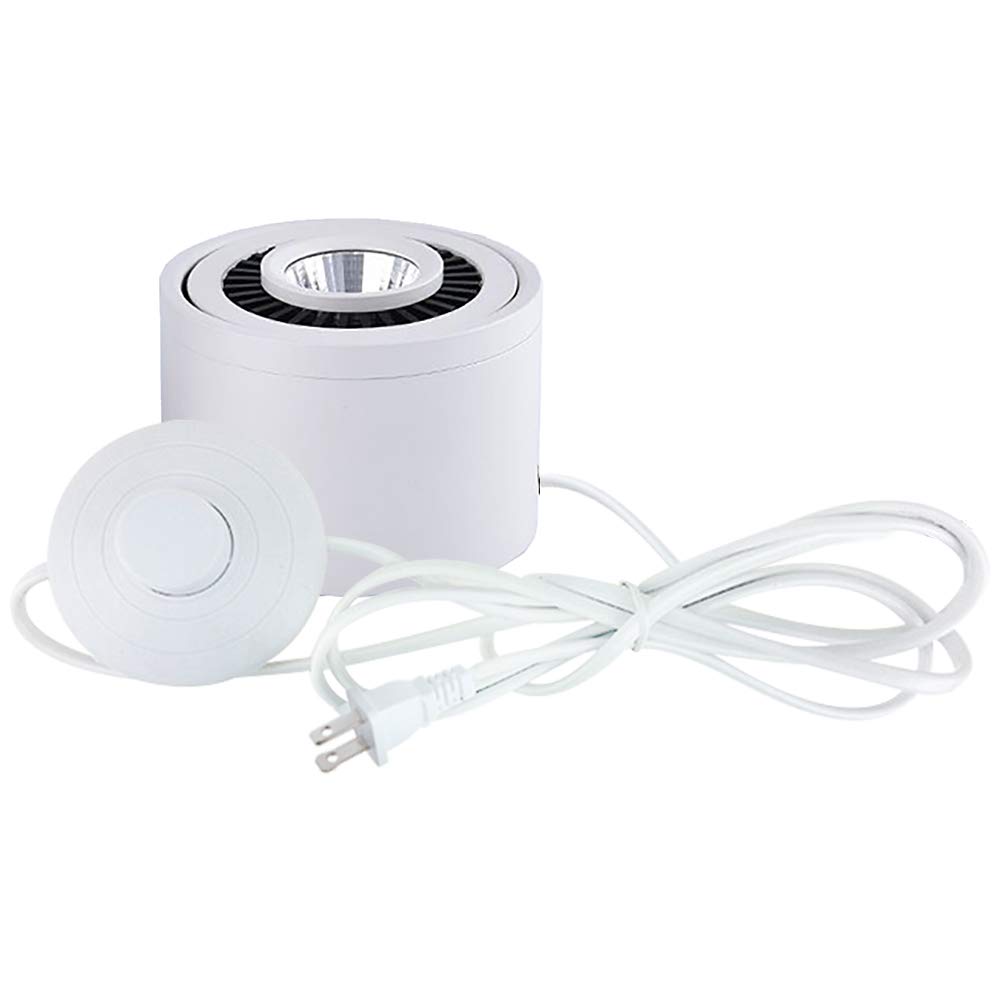 7W LED Accent Uplight with White Foot Switch - Portable Barrel Spotlight for Decorative Backlighting | Perfect for Loft, Gallery, Exhibition & Home Decor Lighting