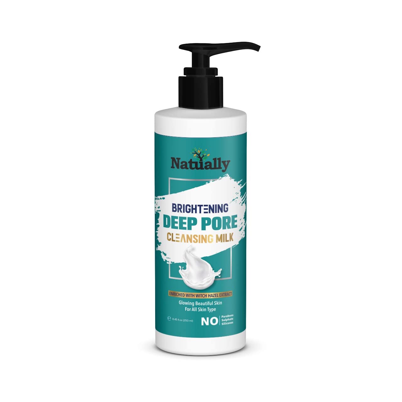 Deep Pore Cleansing Milk with Witch Hazel Extract for Glowing Skin - 500ml | All Skin Types | Paraben, Sulfate & Silicone Free | Daily Facial Cleanser for Acne-Prone & Oily Skin | Gentle Makeup Remover & Skin Refresher