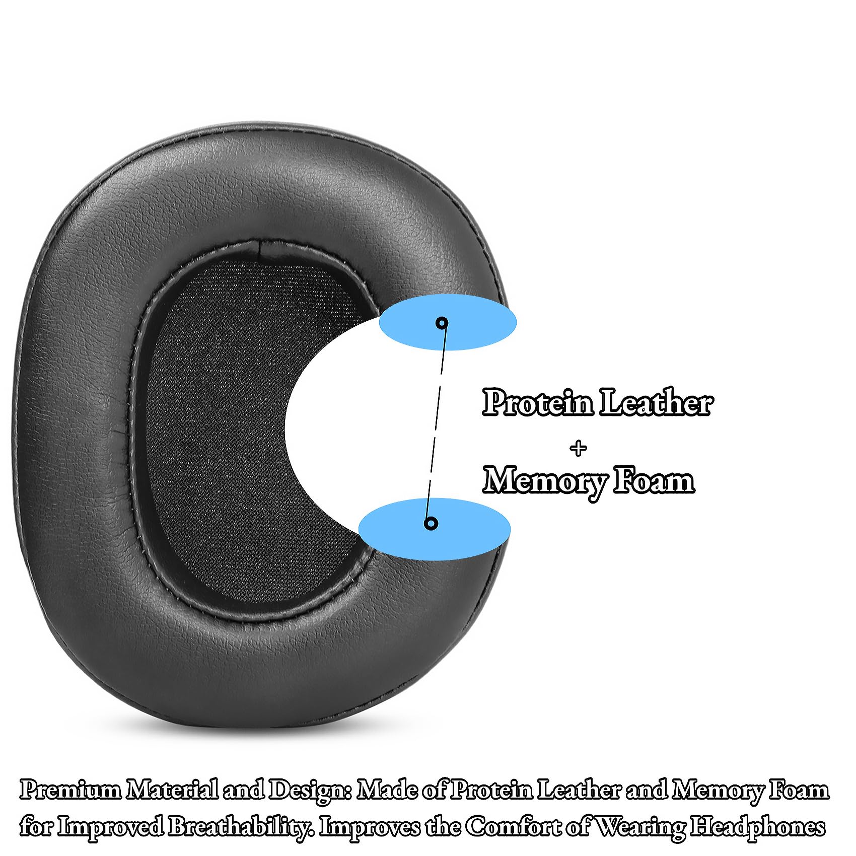Premium Replacement Ear Cushions for Skullcandy Hesh 3, Crusher Wireless, Crusher Evo, Crusher ANC & Crusher 360 Headphones - Soft Black Memory Foam Earpads - Perfect for Gaming, Music & Long Wear Comfort
