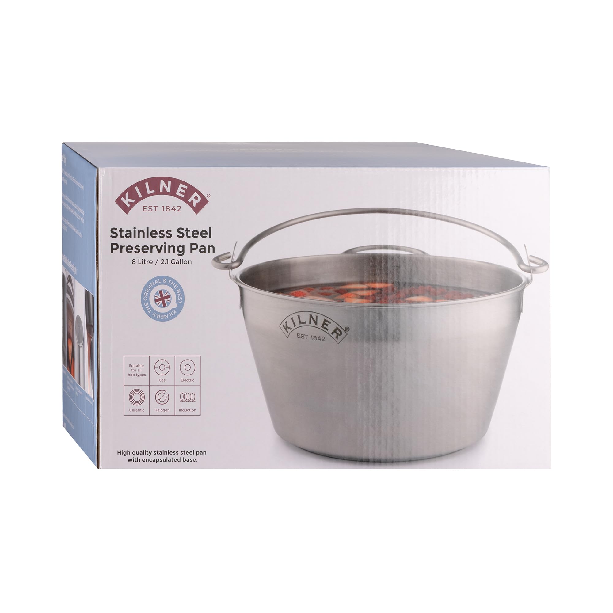Kilner Stainless Steel Preserving Jam Pan - 6L Capacity, Silver Finish for Homemade Jams, Marmalades & Chutneys - Perfect for Canning, Preserving & DIY Kitchen Projects