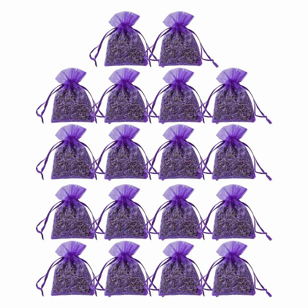 18 Pack Lavender Sachets for Drawers & Closets - Natural Dried Lavender Flowers Potpourri Bags - Home & Clothes Storage Freshener - Perfect for Wardrobes, Dressers & Travel Luggage