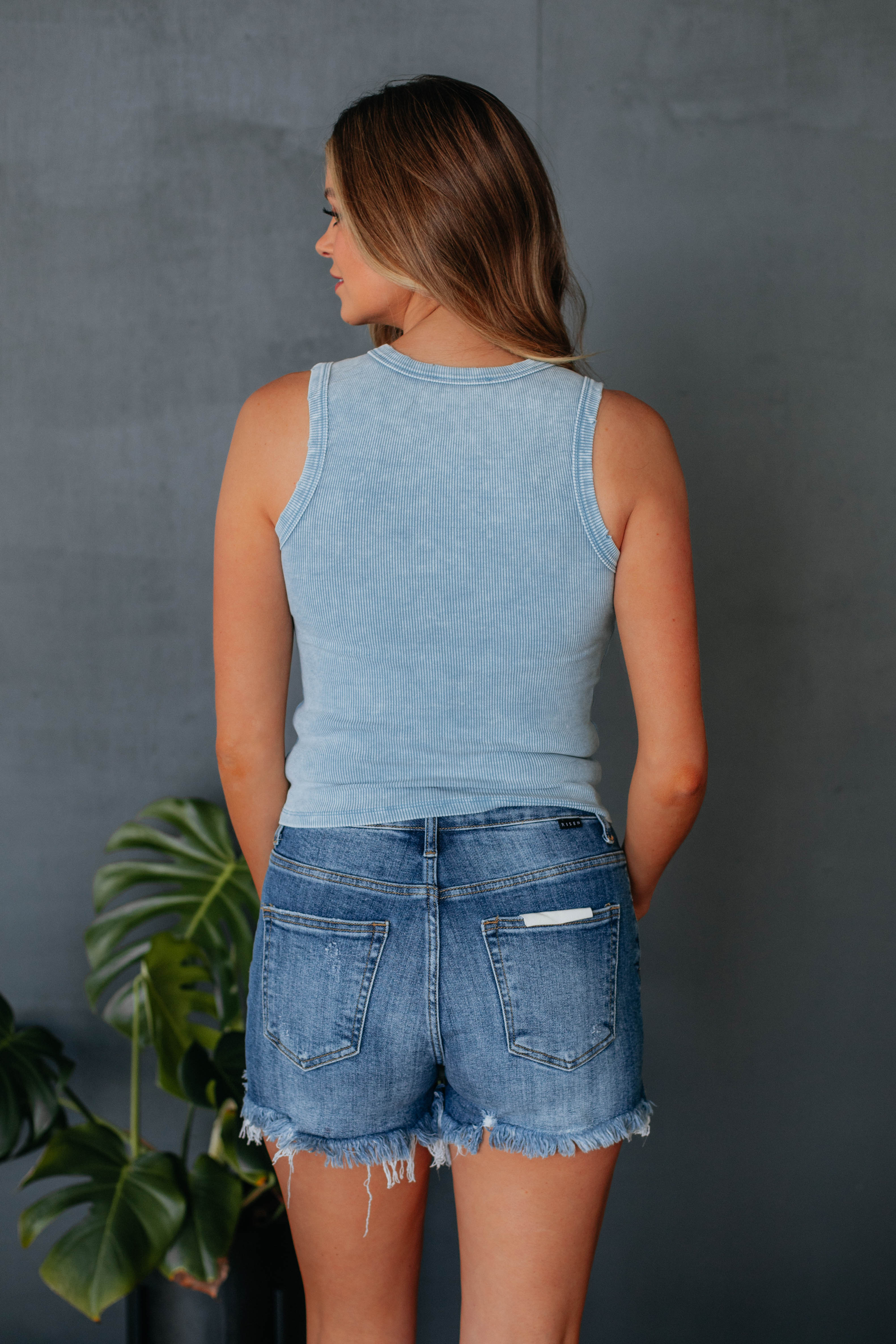 Haley Ribbed Tank Top for Women - Sky Blue | Soft Stretchy Comfort Fit | Casual Wear, Layering & Summer Outfits