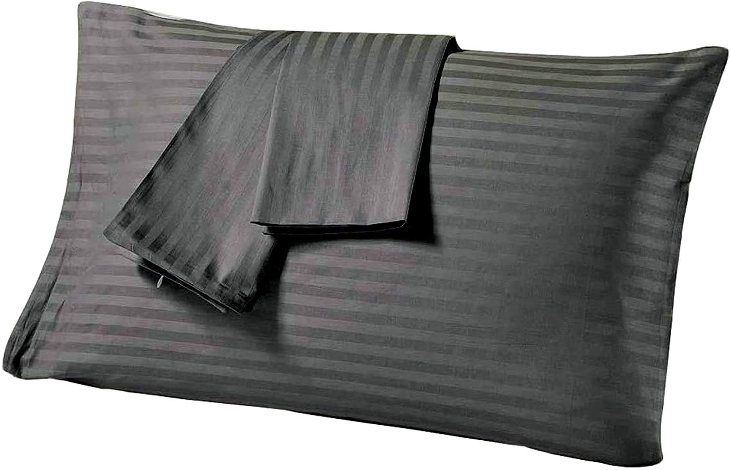Premium 100% Organic Cotton Standard Pillowcases Set of 4 - 800 Thread Count, Grey Stripe, 20 x 26 Inch - Soft & Breathable Bedding for Home, Hotel, or Guest Room Comfort