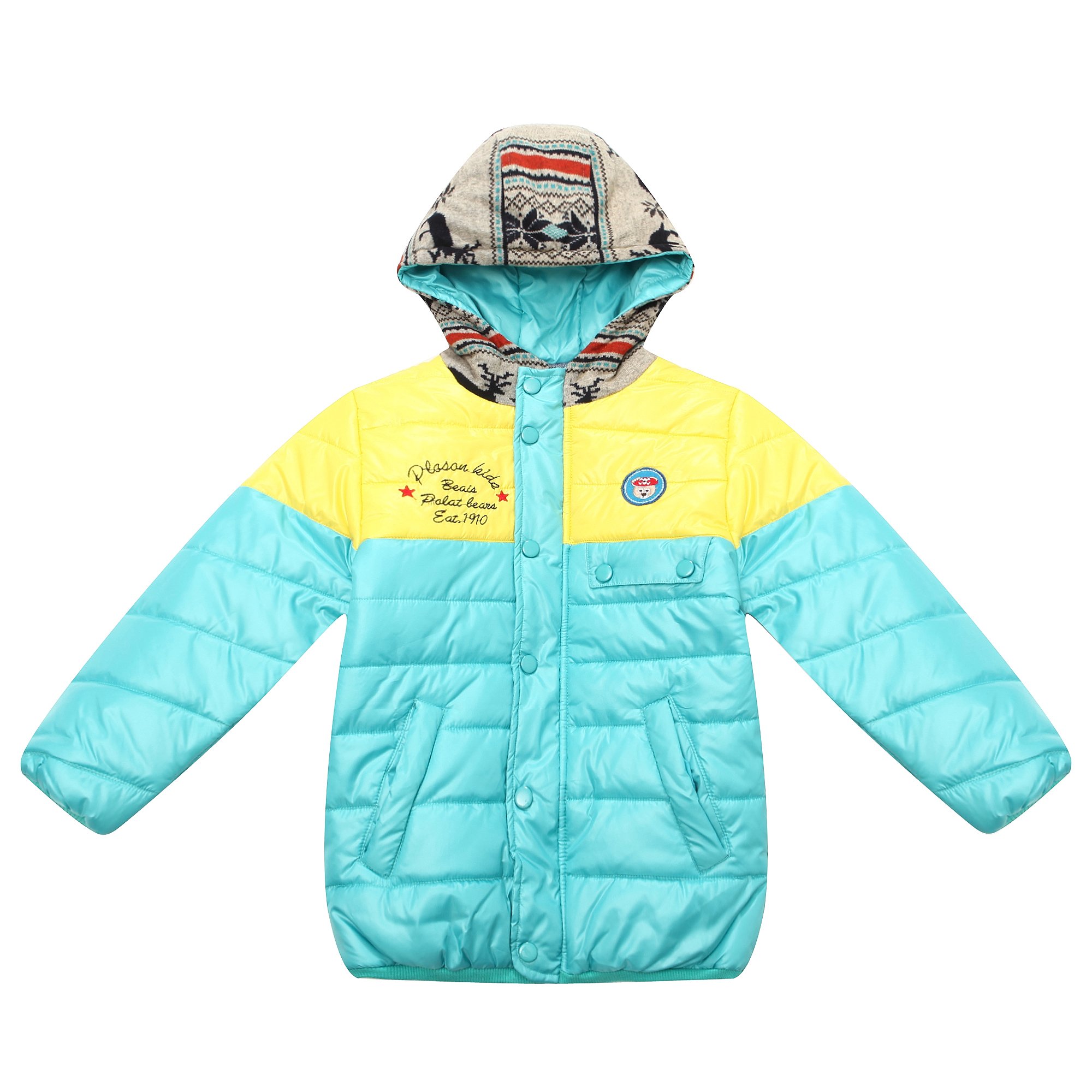 Richie House Boys' Printed Hooded Puffer Jacket - Warm Winter Coat for Kids, Outdoor Play & School Activities