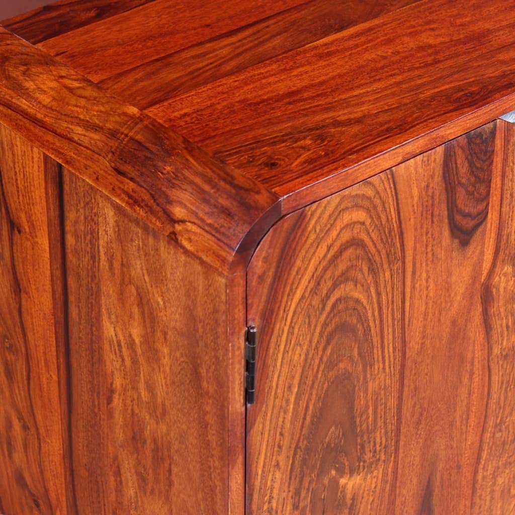 Solid Sheesham Wood Side Cabinet - Rustic Floor Storage Cabinet & Nightstand for Living Room, Hallway, Office - 29.5