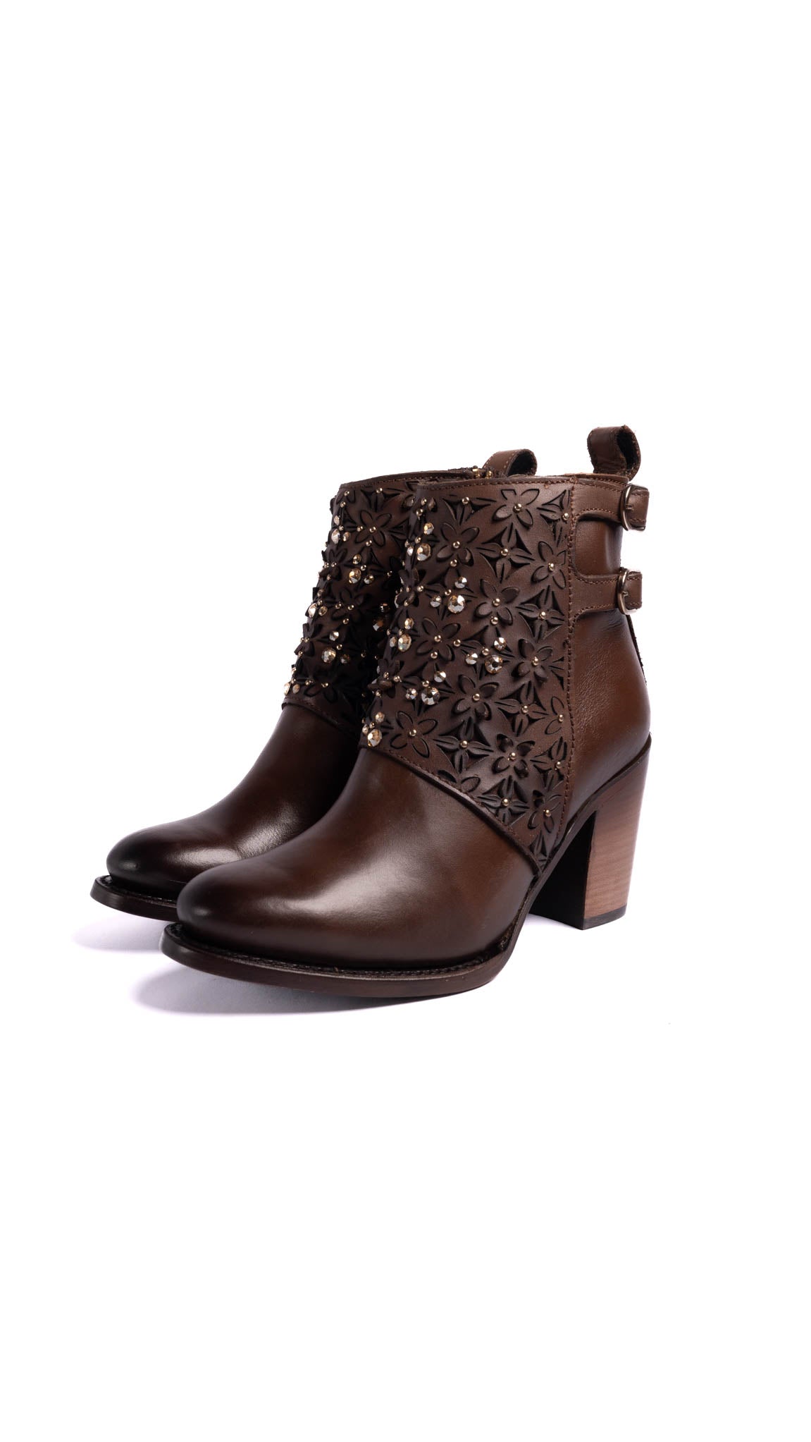 Women's Cuadra CU338 LD Moka Laser & Crystal Embellished Round Toe Boots - Stylish Cowgirl Boots for Western Fashion, Country Concerts & Night Out