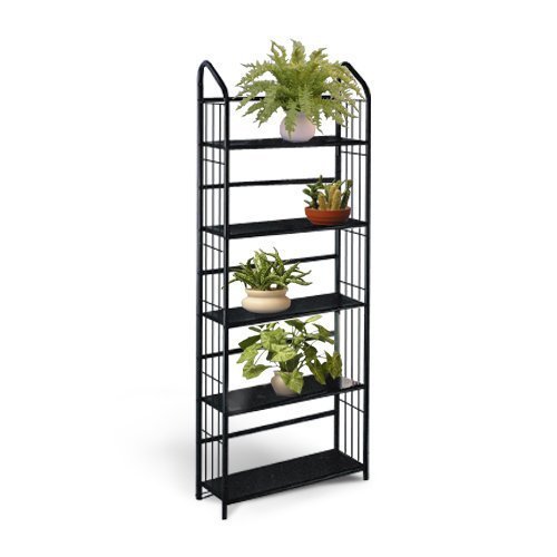 5-Tier Black Metal Outdoor Patio Plant Stand - Heavy Duty Garden Shelf for Flowers, Pots & Decor - Perfect for Balcony, Deck, Backyard & Indoor Plant Display