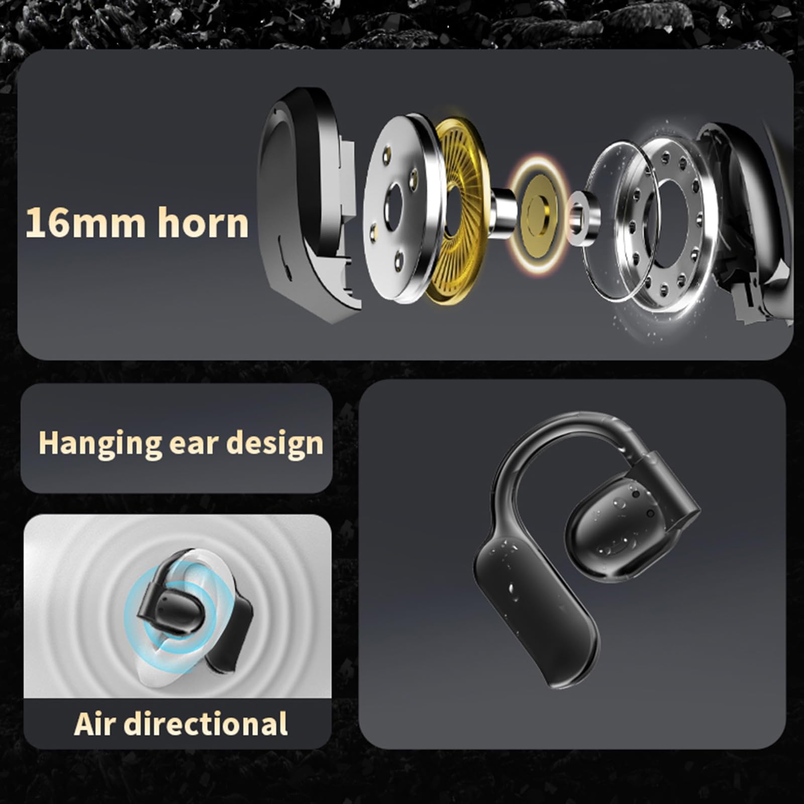 Docooler Earhook Earbuds Wireless Bluetooth 5.4 Headphones - Low Latency Gaming Earbuds with Touch Control, IPX5 Waterproof, Built-in Mic & Charging Case (White/Black) - Perfect for Workouts, Running, Gaming & Hands-Free Calls