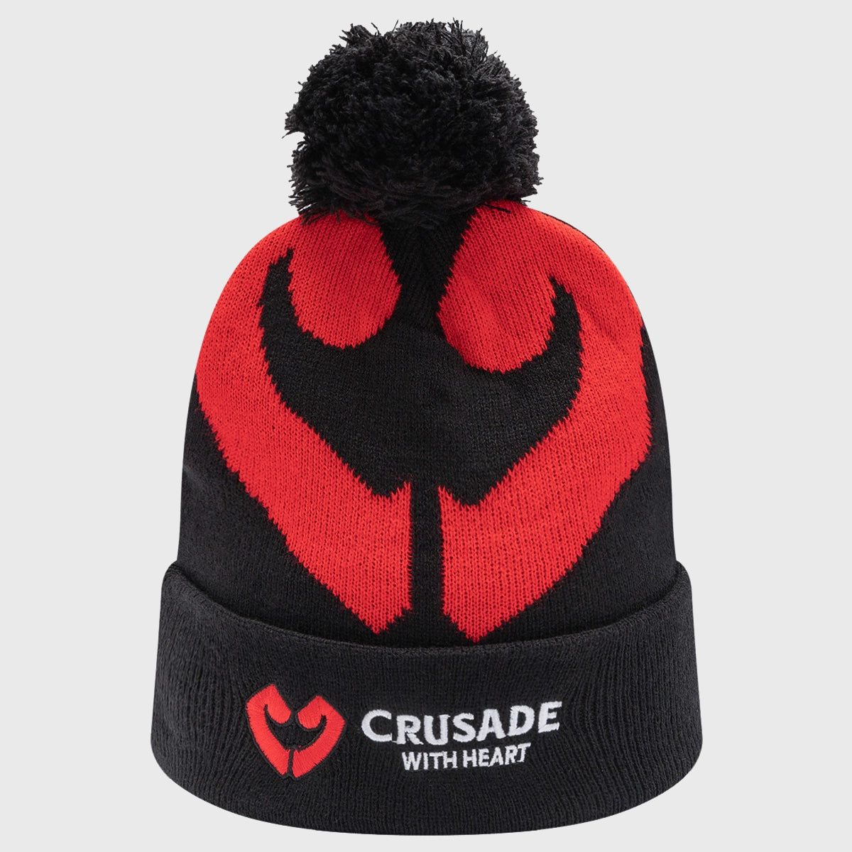 Classic Crusaders Super Rugby Bobble Beanie Hat - Black - Official 2025 Fan Gear - Perfect for Rugby Games & Winter Outdoor Activities