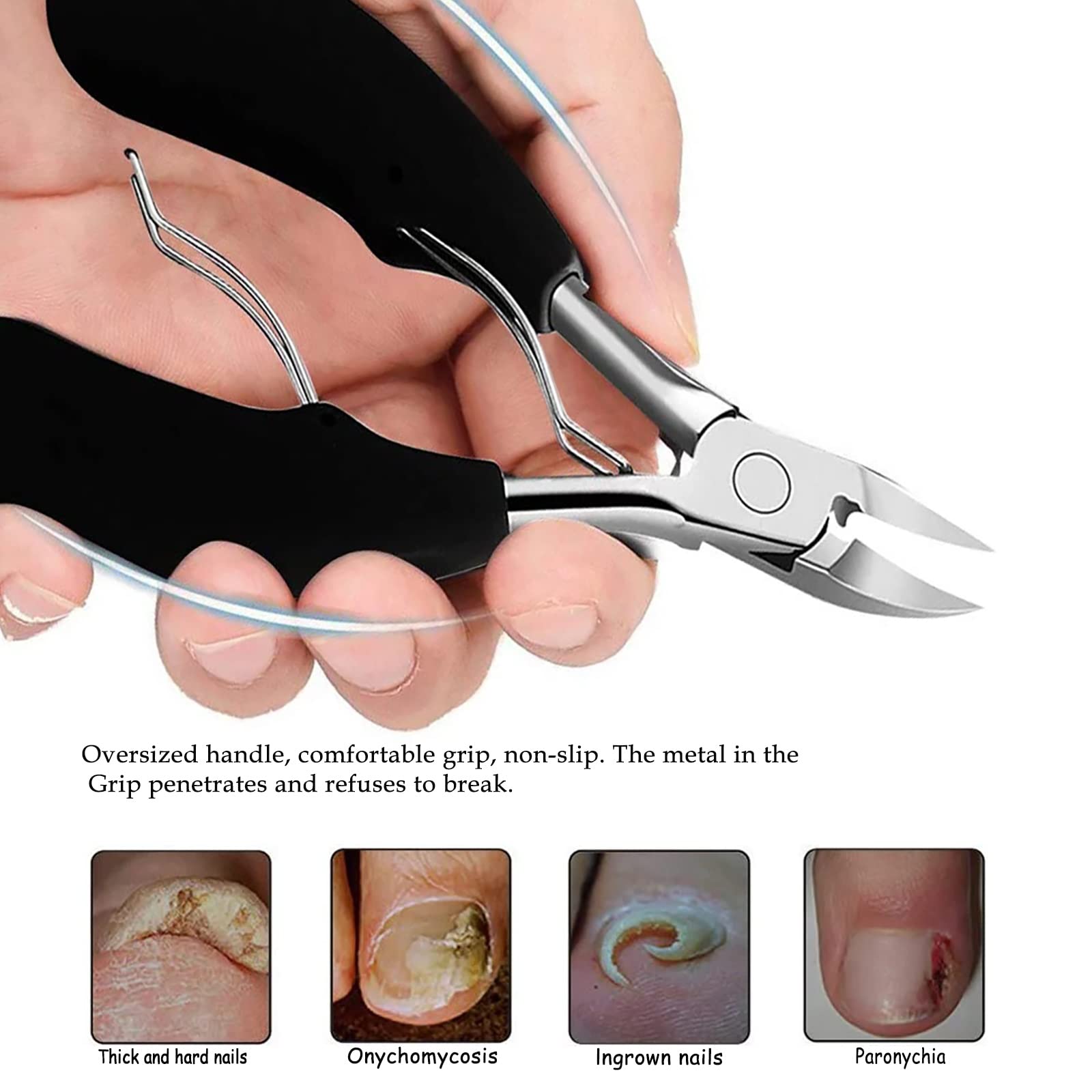 Professional Toenail Clippers for Seniors & Thick Nails - Heavy Duty Nail Clipper Set for Men & Women - Ingrown Toenail Corrector & Acrylic Nail Trimmer - Perfect for Elderly Foot Care & Pedicures at Home