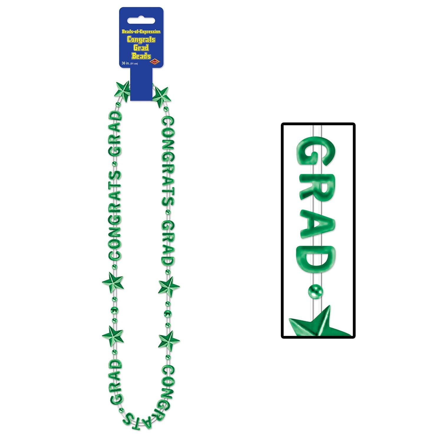 12 Pack Green Graduation Bead Necklaces for Grad Party - Bulk Graduation Party Favors & Decorations for High School & College Graduation Ceremony