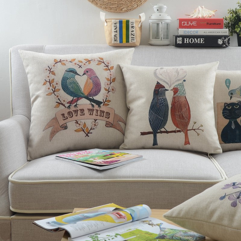 Large Decorative Pillow Covers for Sofa & Couch - Love Birds & Singing Birds Throw Pillows for Living Room & Children's Bedroom - Perfect for Home Decor & Cozy Comfort