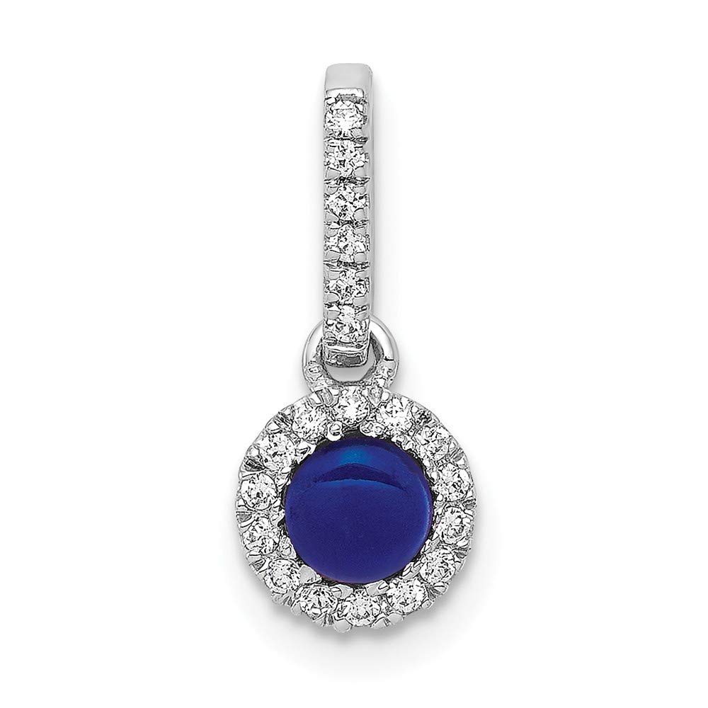 14K White Gold Diamond & Cabochon Sapphire Pendant Necklace for Women - Elegant Jewelry Gift for Anniversary, Birthday & Special Occasions