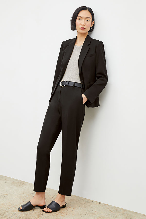 Mejia Washable Wool Twill Pants for Men & Women - Classic Black Trousers for Office, Travel & Casual Wear