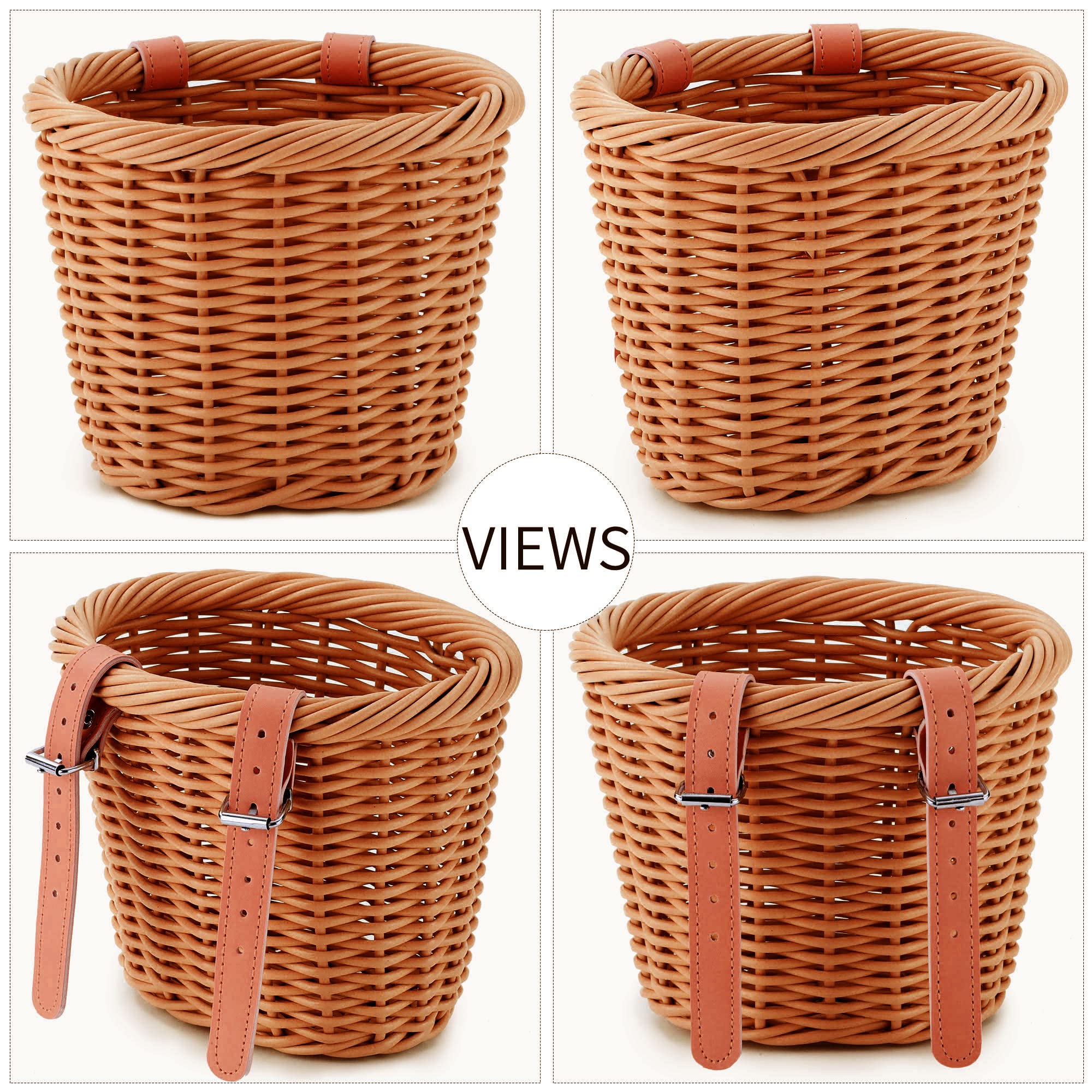 Girls Bike Basket - Front Woven Wicker Cruiser Bicycle Basket with Handlebar Streamers & Bell - Kids Cycling Accessories for Ages 3-13 - Perfect for School, Park Rides & Outdoor Adventures