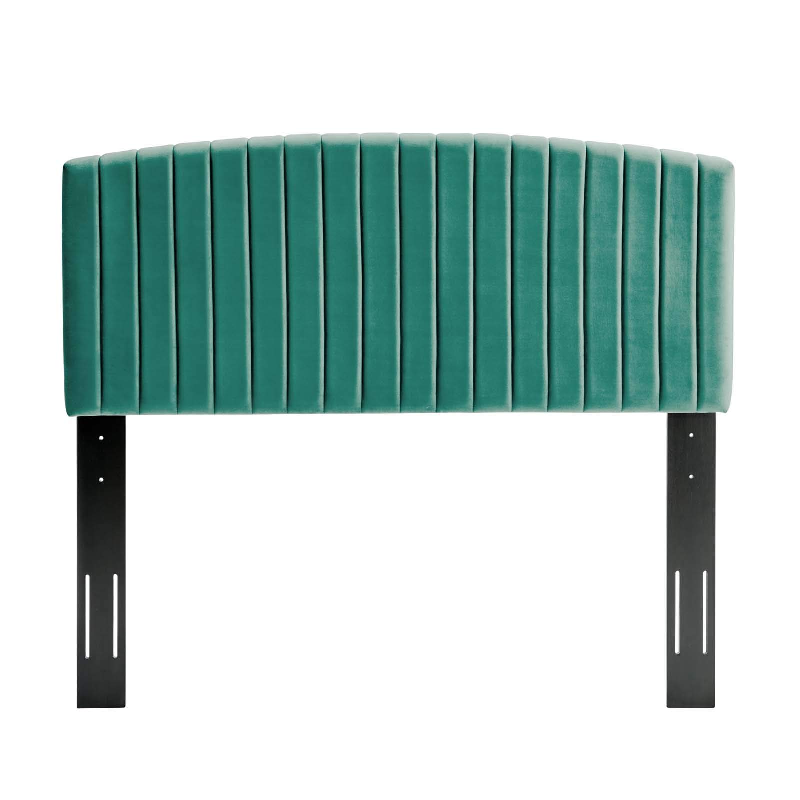 Modway Rebecca Performance Velvet California King Headboard in Teal - Luxurious Upholstered Bed Frame Headboard for Master Bedroom Decor & Cozy Bedroom Upgrade