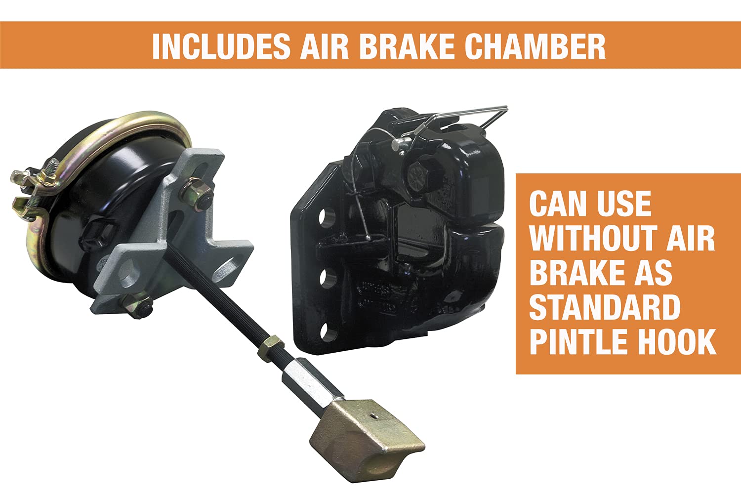 Buyers Products PH50AC 50 Ton Capacity Air Compensated Pintle Hook - Heavy Duty 6-Hole Mount with Air Chamber Plunger for Semi Trucks, Trailers & Towing Equipment | Ideal for Commercial Hauling, Construction & Off-Road Applications