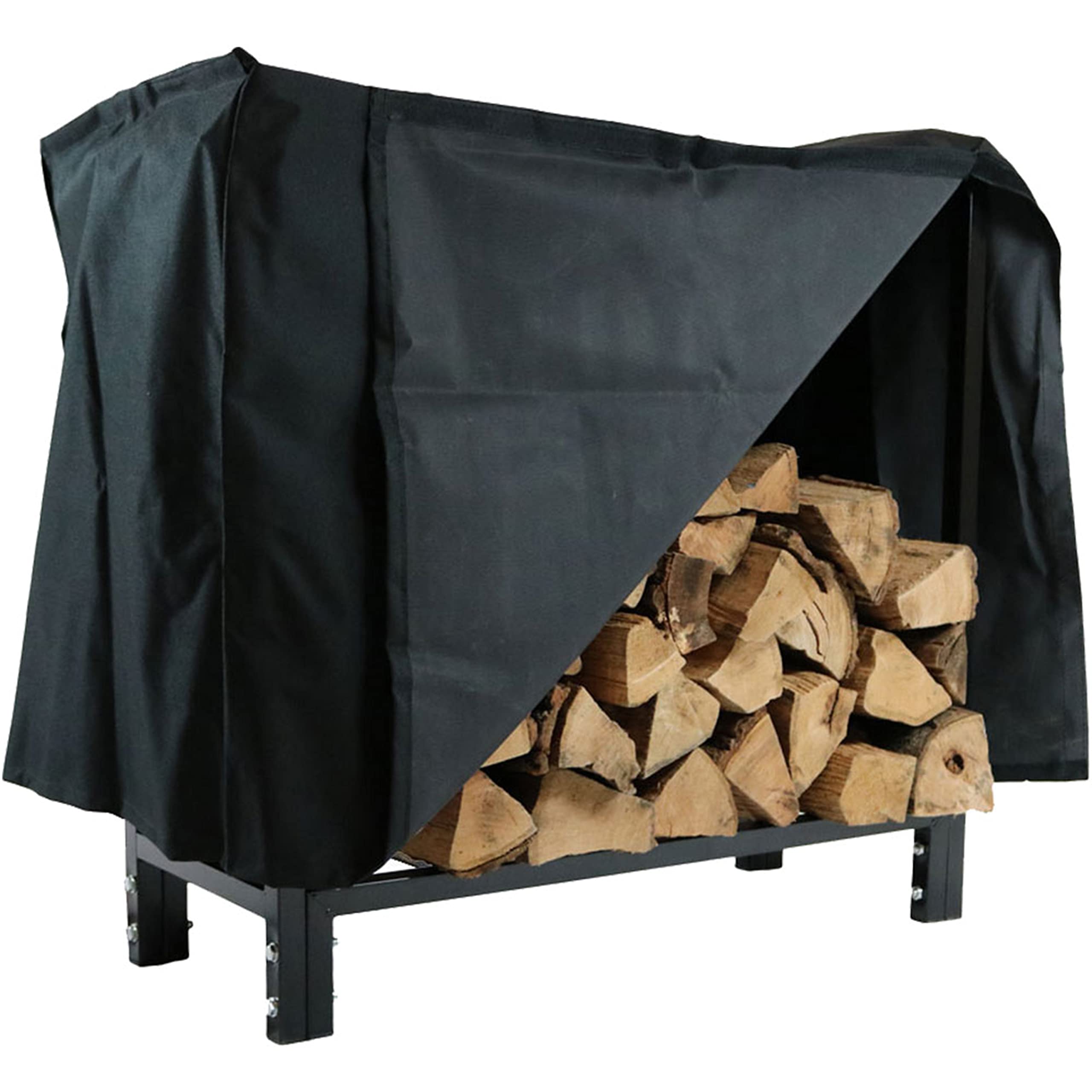 Sunnydaze Firewood Log Rack with Cover - 30-Inch Indoor/Outdoor Wood Storage Holder for Fireplace, Patio, and Camping - Weather-Resistant Firewood Organizer