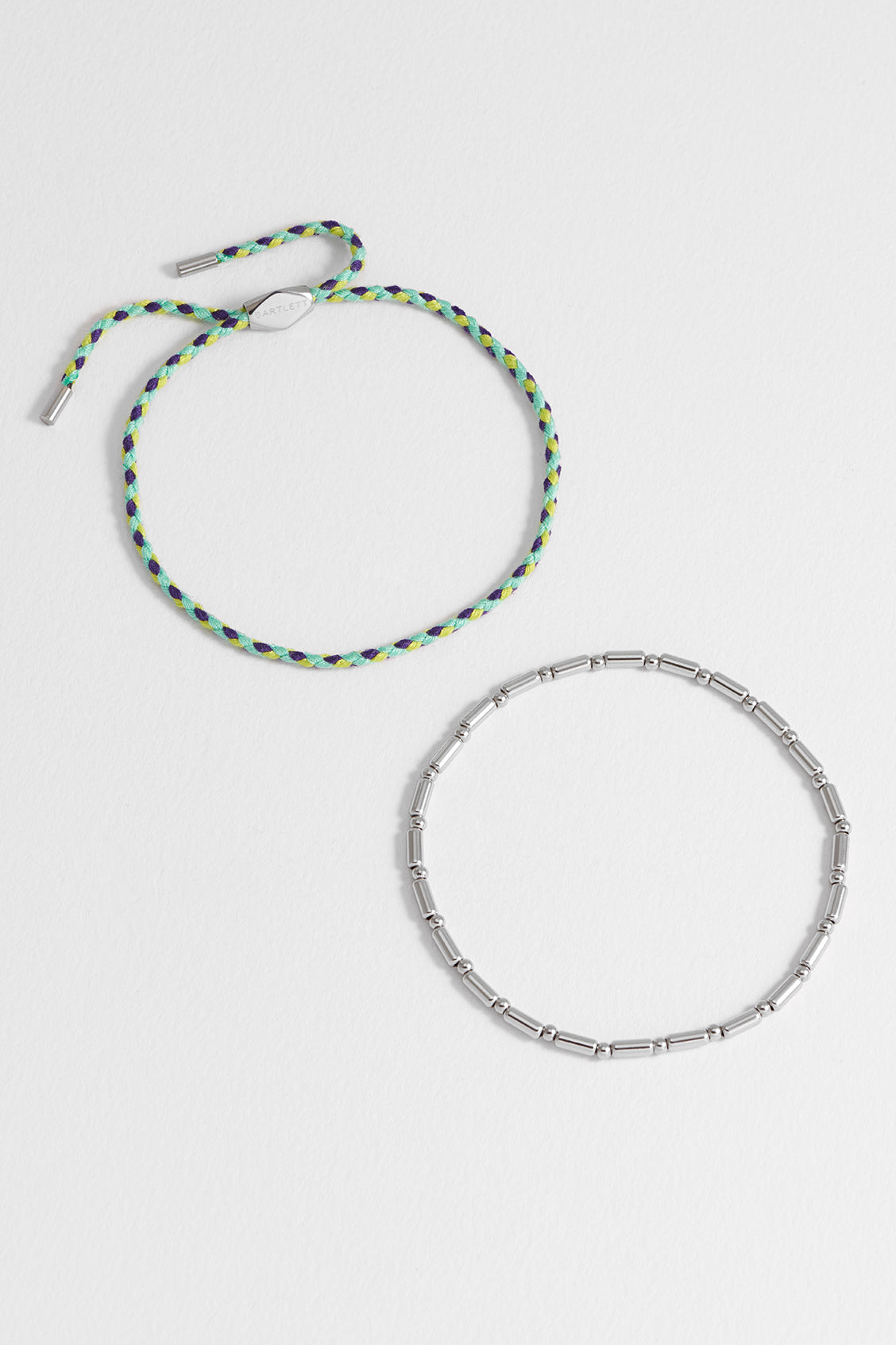 Men's Green Cord & Beaded Stretch Bracelet Set - Adjustable Wristband for Casual Wear, Gifts & Outdoor Activities