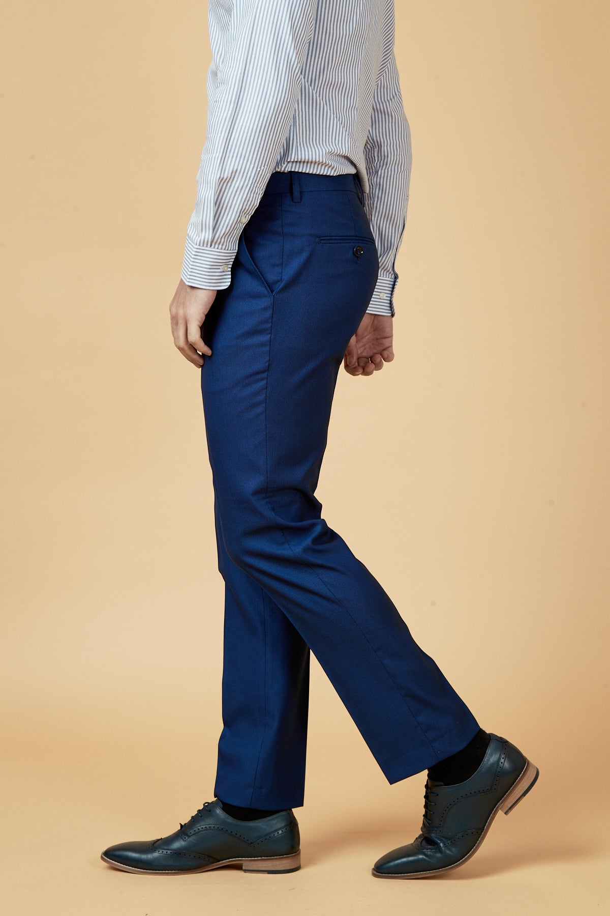 Royal Blue Tailored Trousers for Men - Slim Fit Dress Pants for Business & Formal Occasions - Office Wear & Wedding Attire