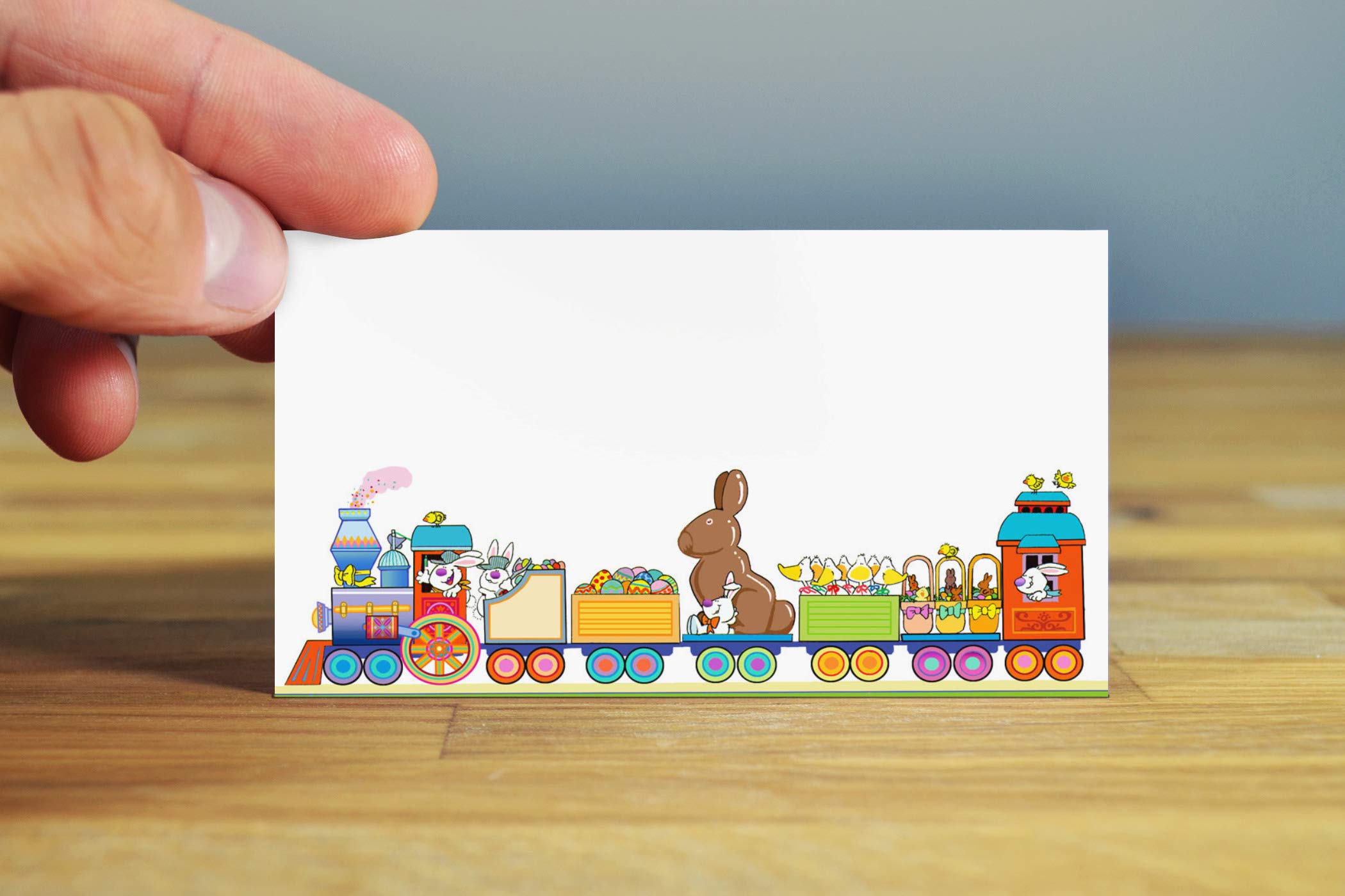 Easter Train Place Cards - 25 Pack Easter Name Cards & Table Tents - Small Gift Cards for Easter Party Decorations, Dinner Table Setting, and Holiday Celebrations - Stonehouse Collection