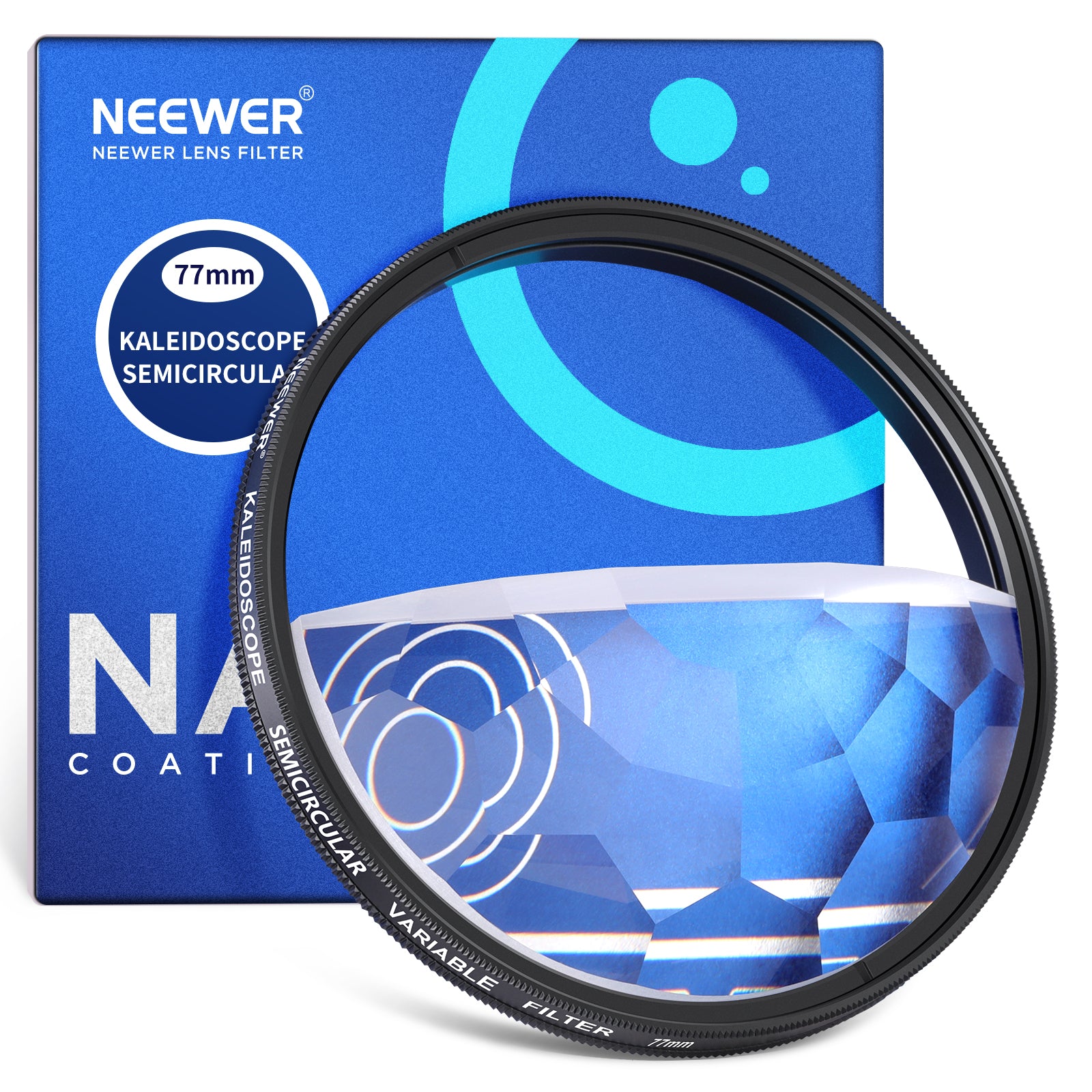 Neewer Half Moon Kaleidoscope Prism Lens Filter for DSLR Cameras - Creative Photography Effects, Bokeh & Light Refraction - Perfect for Portraits, Music Videos, and Artistic Shots