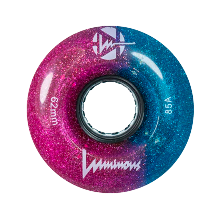 Glitter Split Luminous Light Up Wheels 62mm x 35mm - Perfect for Skateboards, Longboards & Roller Skates at Night