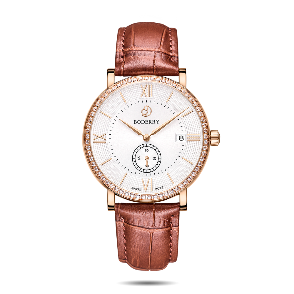Elegant II Swiss Quartz Movement Watch - Rose Gold Case & White Dial | Stylish & Precise Timepiece for Men & Women | Perfect for Business, Casual & Formal Occasions
