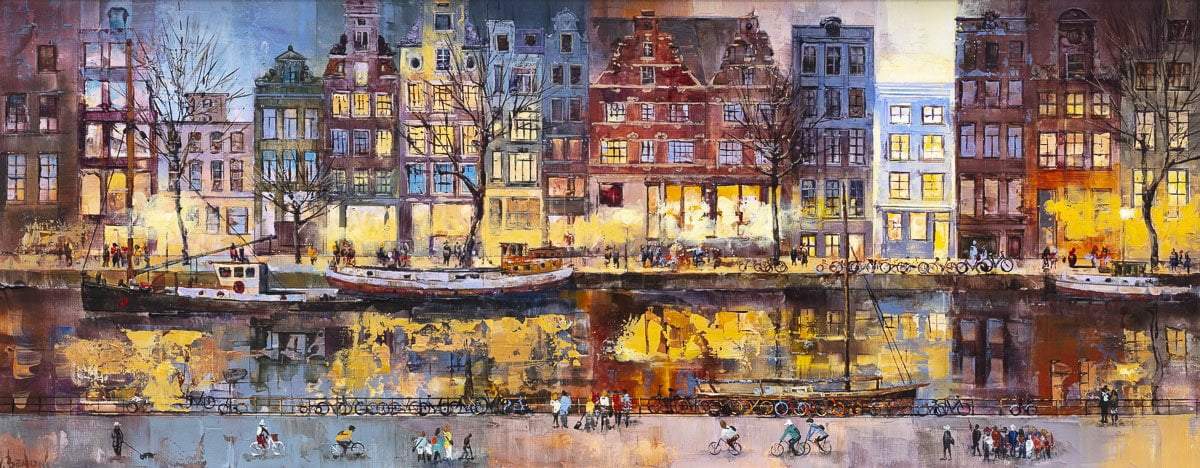 Amsterdam Evenings Original Canvas Art Print - Handmade Wall Decor for Living Room, Bedroom & Office | Perfect Gift for Home & Interior Design Lovers