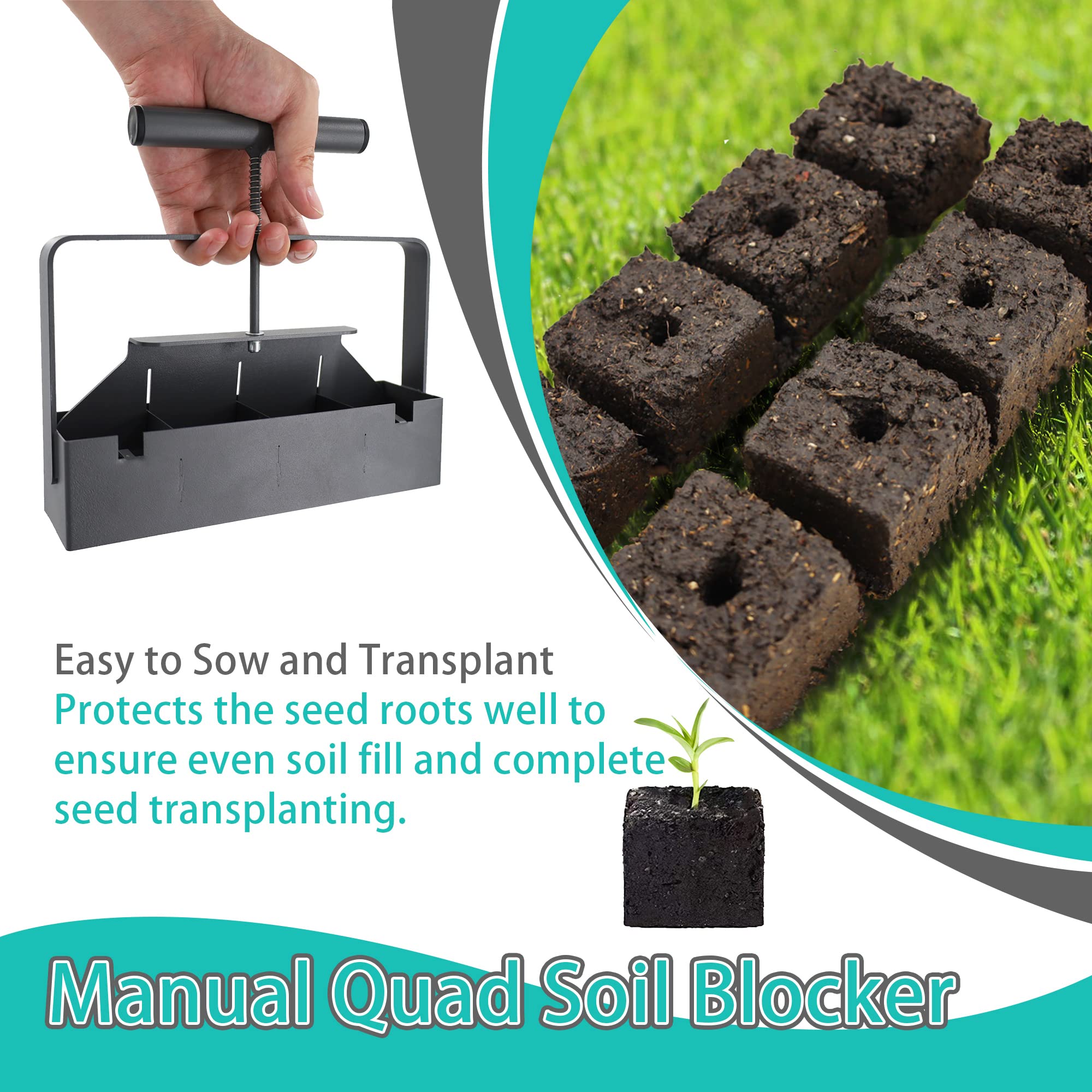 Manual Soil Block Maker - Handheld 4-Cell 2