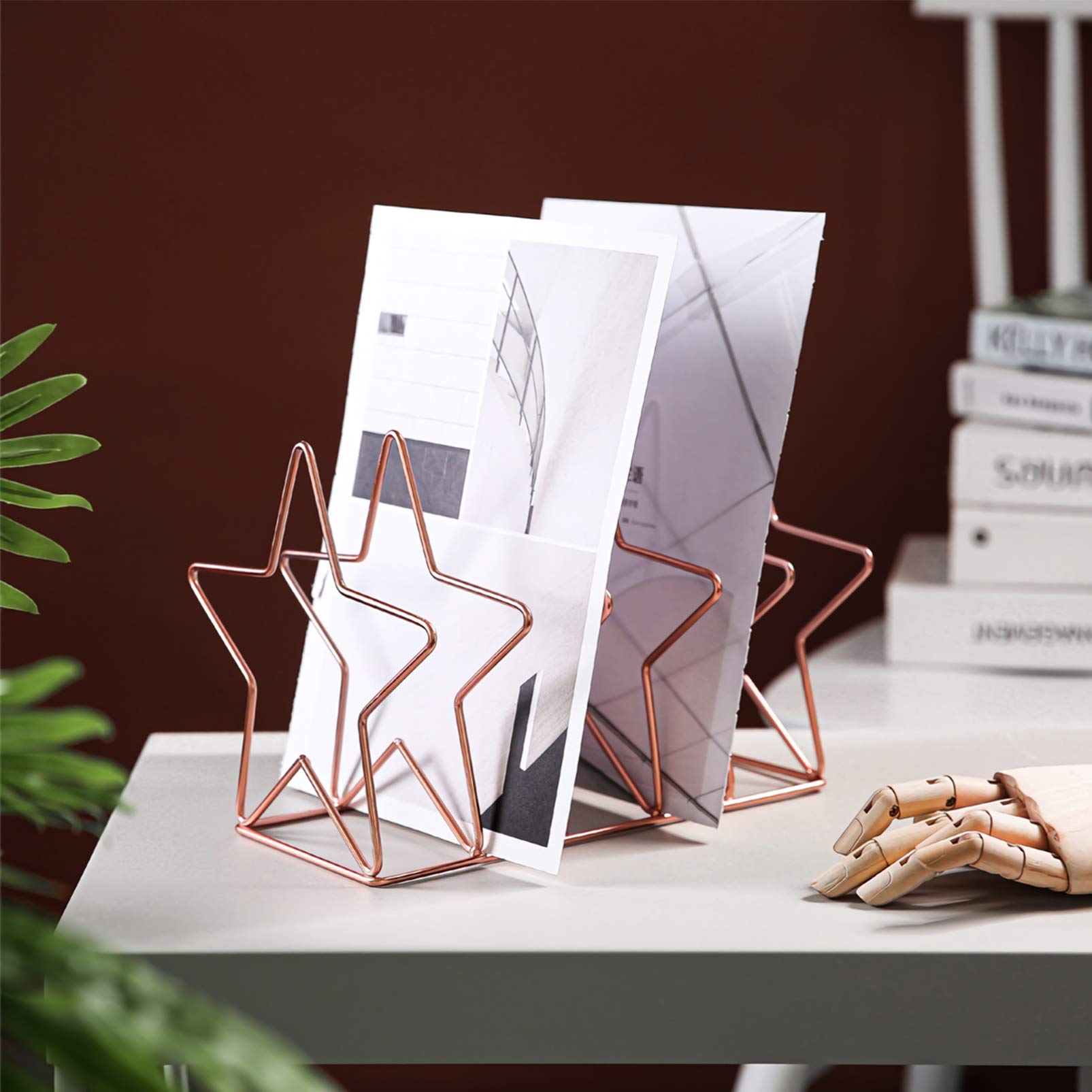 Metal File Folder Stand & Magazine Holder - Rose Gold Office Organizer for Documents, Newspapers, and Home Decoration | Perfect for Desk Organization and Living Room Storage