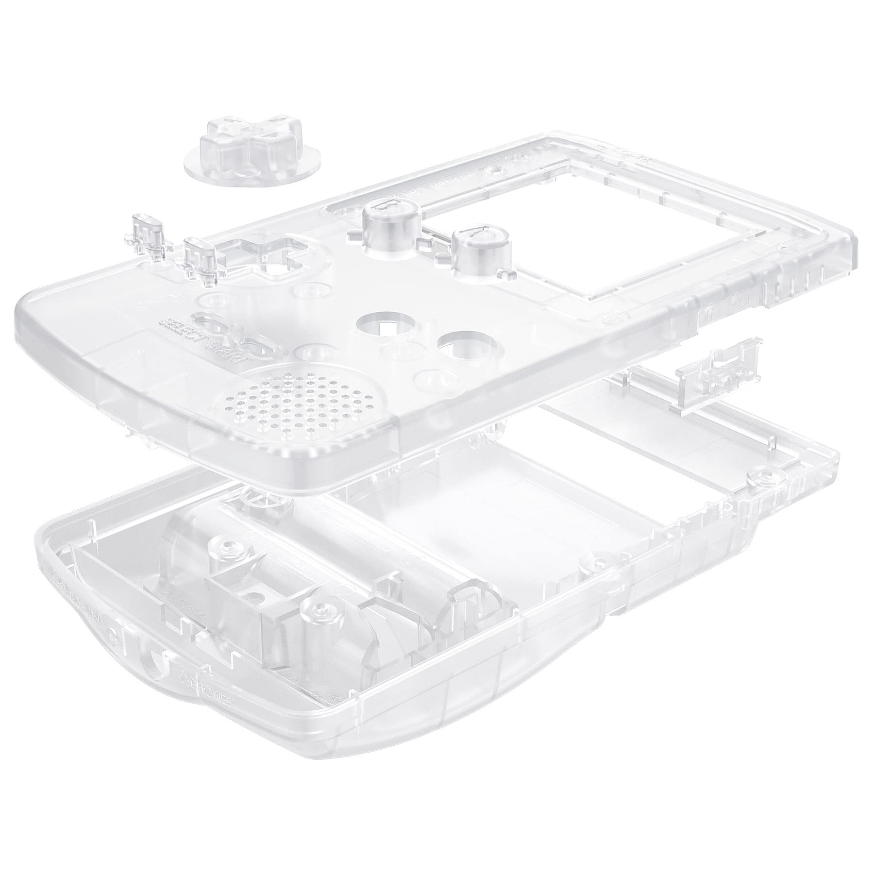 eXtremeRate Clear Transparent Shell Case with Buttons for Gameboy Color GBC - Compatible with GBC OSD IPS, Regular IPS & Standard LCD (Console & IPS Screen Not Included) - Perfect for Gaming Enthusiasts & Retro Console Modding