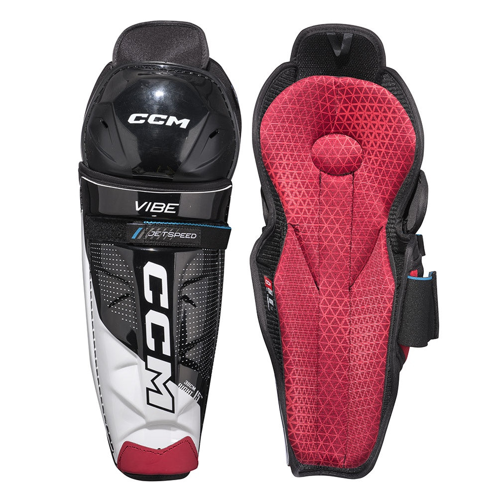 CCM Jetspeed Vibe 2023 Senior Ice Hockey Shin Guards - Protective Gear for Hockey Players - Perfect for Games & Practice