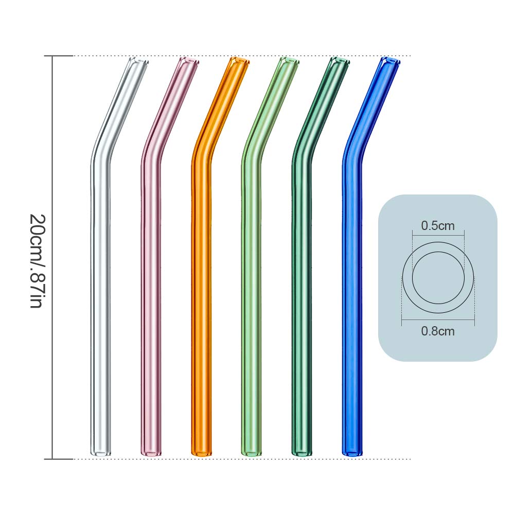 Eco-Friendly Reusable Glass Straws - 12 Pack Bent Drinking Straws with 2 Cleaning Brushes for Smoothies, Milkshakes, Juice & Cocktails | BPA-Free, Dishwasher Safe | Perfect for Home, Office, Parties & Travel (Pink)