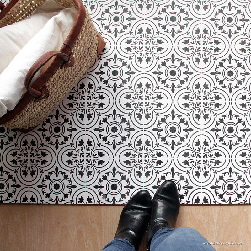 Palladium Tile Stencil - Reusable DIY Floor & Wall Stencil for Geometric Patterns - Perfect for Home Decor, Bathroom, Kitchen & Backsplash Projects