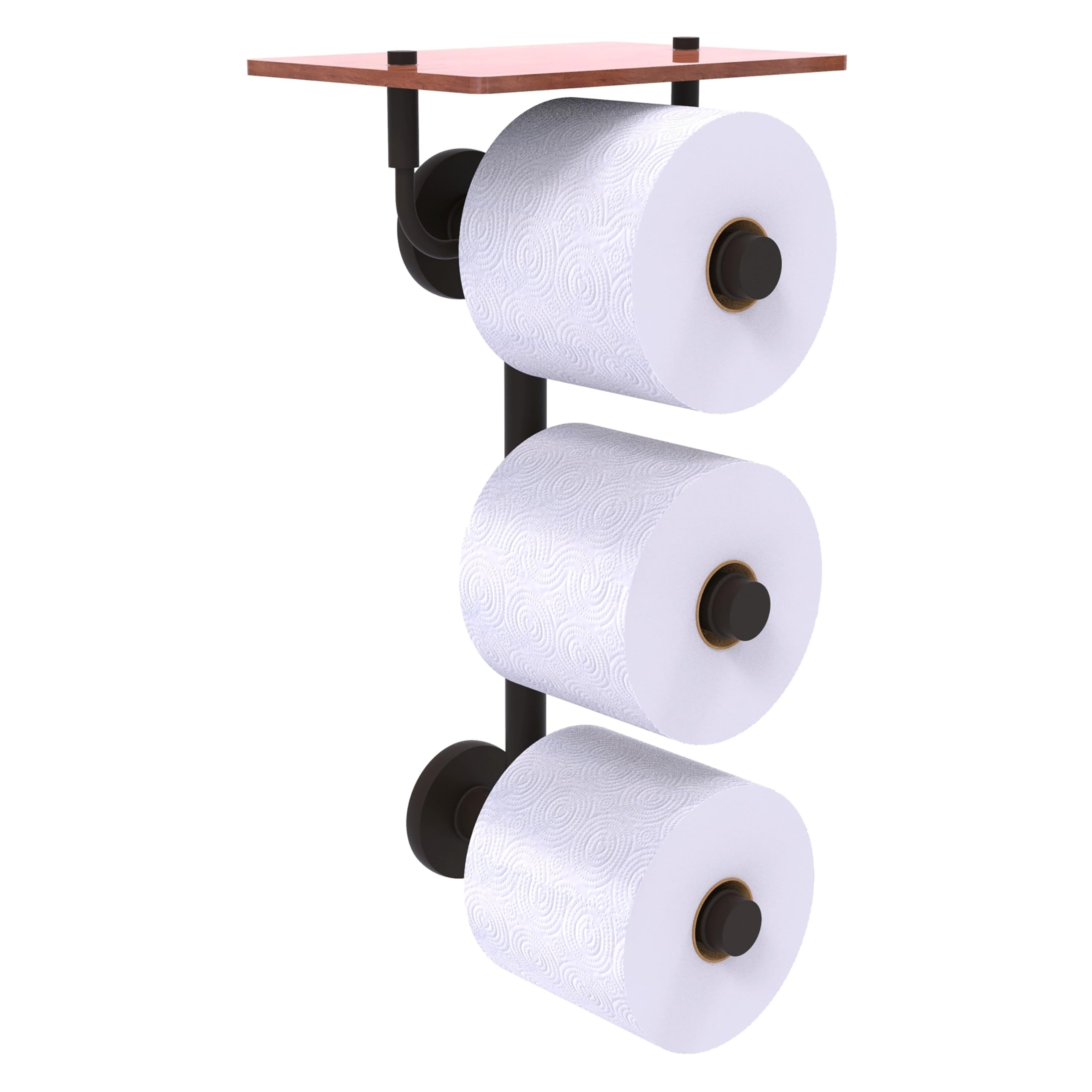 Allied Brass P1000-35-3VS-IRW Prestige Skyline Collection 3-Roll Wood Shelf Bathroom Tissue Holder - Oil Rubbed Bronze Finish - Perfect for Modern Bathrooms & Powder Rooms