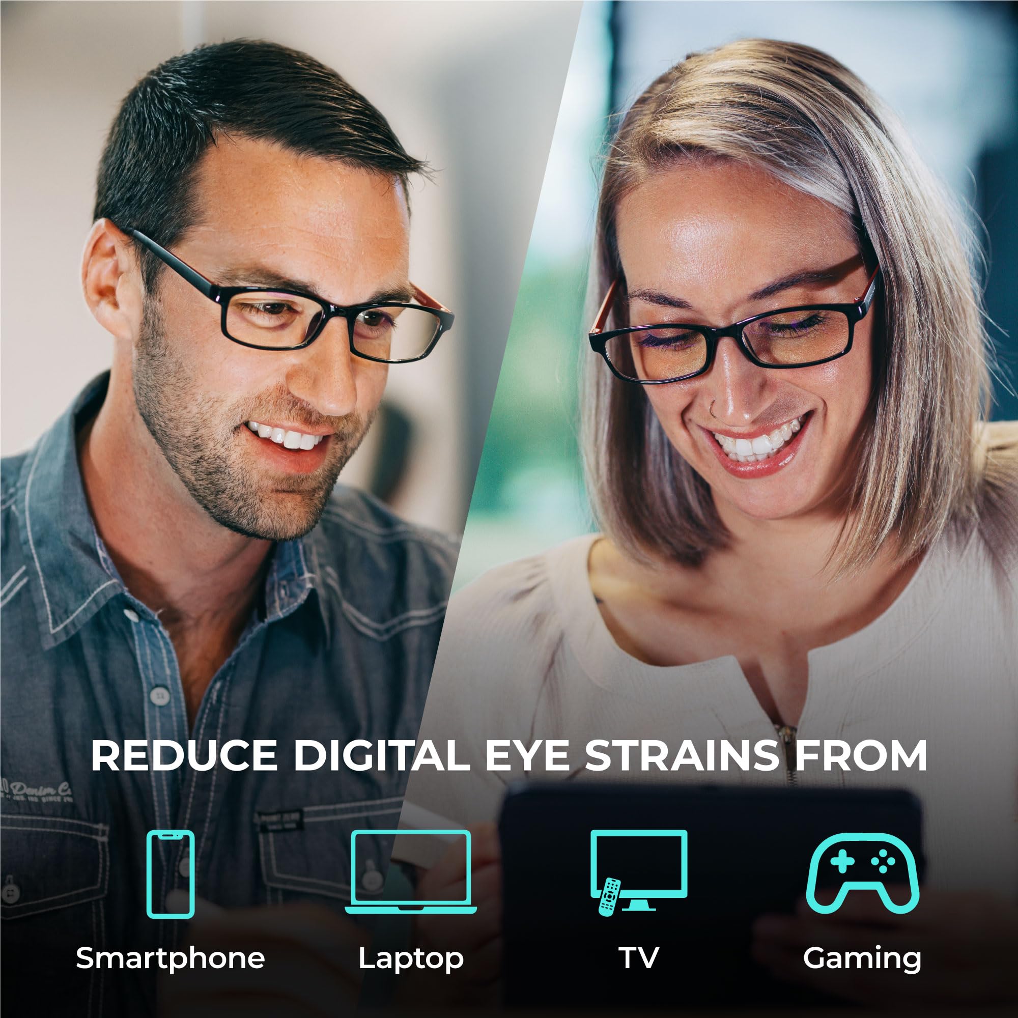 Blue Light Reading Glasses 1.25 for Men & Women - Anti Eyestrain Computer Glasses for Work & Screen Time