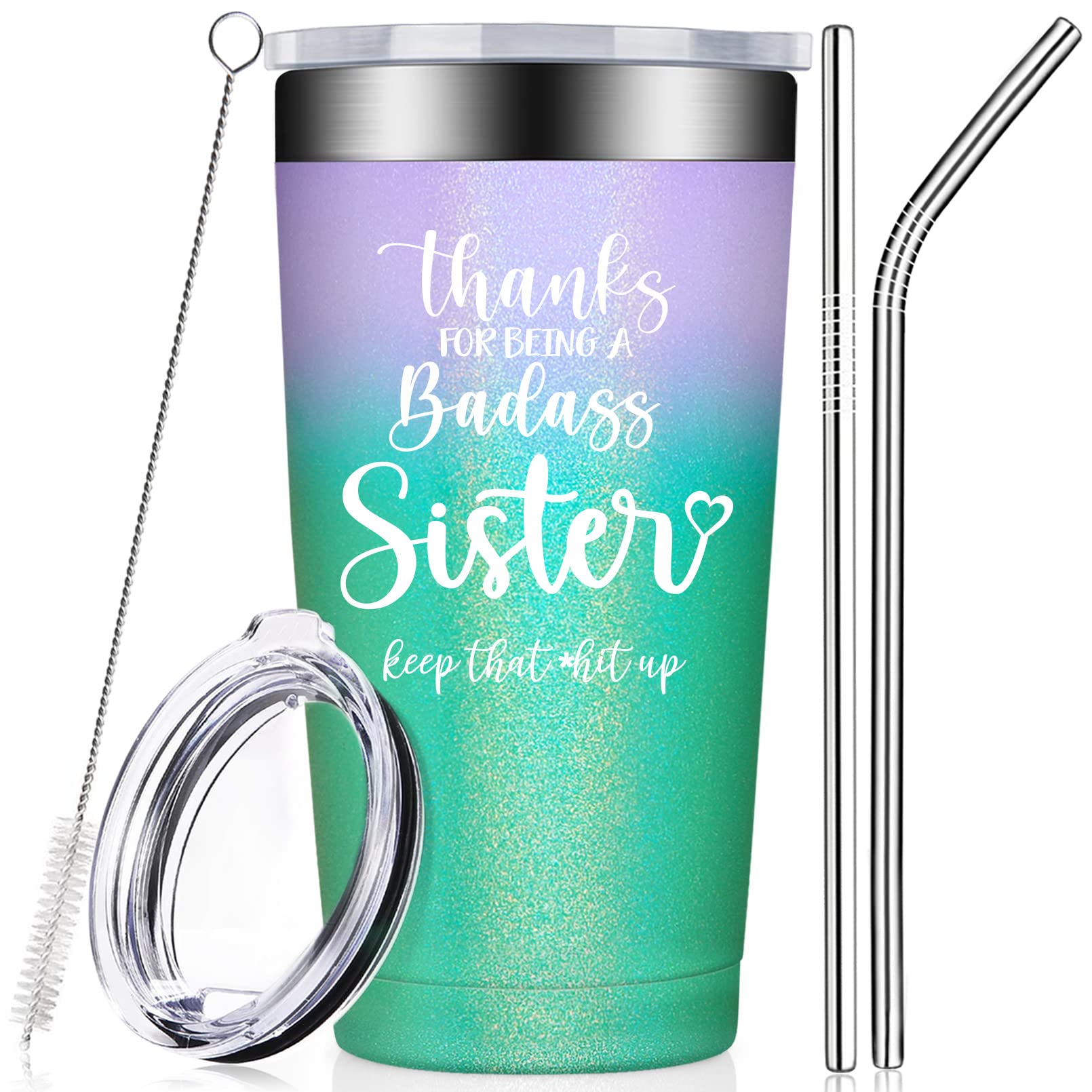 Funny Sister Gifts - Birthday, Thank You & Christmas Presents for Sisters, Sisters-in-Law & Little Sisters - Insulated Tumbler Cup - Perfect for Coffee, Tea & Daily Hydration at Work, School or Home