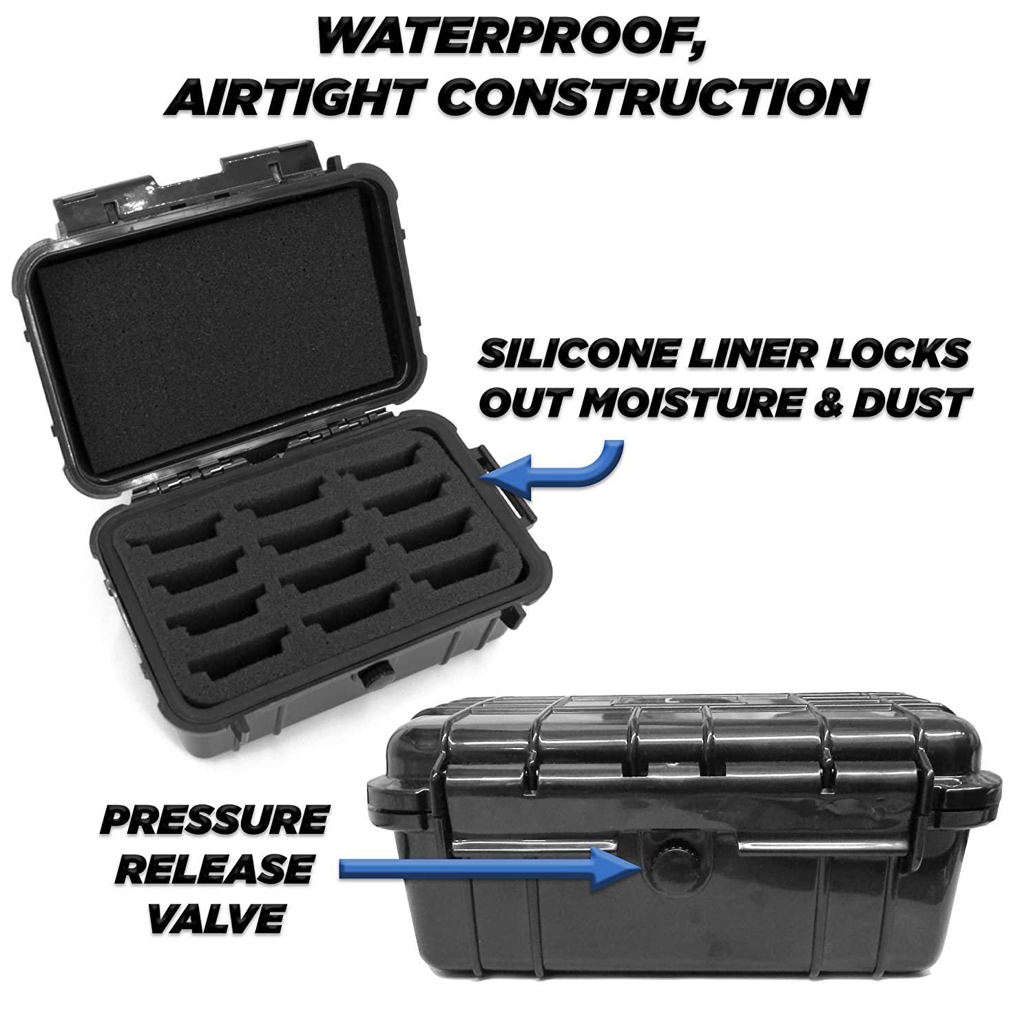 CASEMATIX Waterproof Clipper Blade Storage Case - Holds 12 Barber Blades with Custom Foam Interior | Protective Organizer for Hair Clipper Accessories | Perfect for Salon, Barbershop & Travel Use
