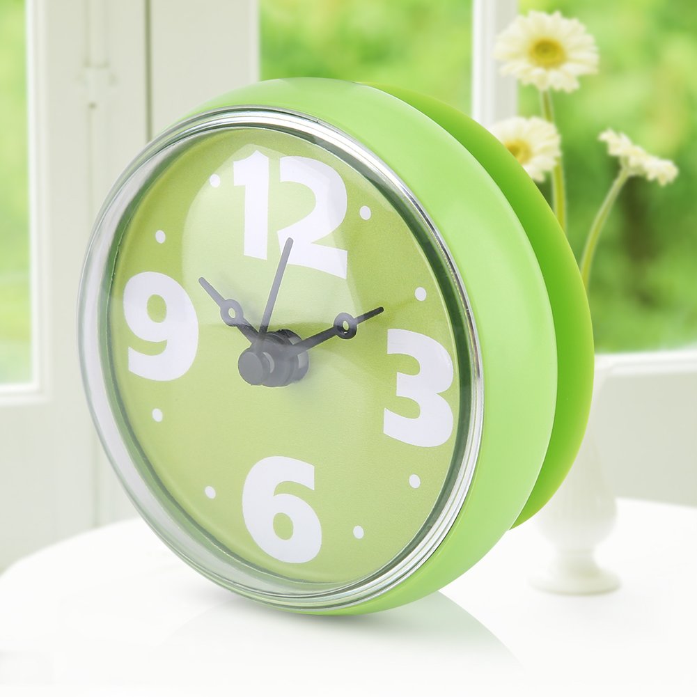 Waterproof Round Suction Wall Mirror with Shower Timer - Mini Bathroom Accessories for Kids, Cartoon Design (Green) | Perfect for Bath Time Fun & Kids' Room Decor