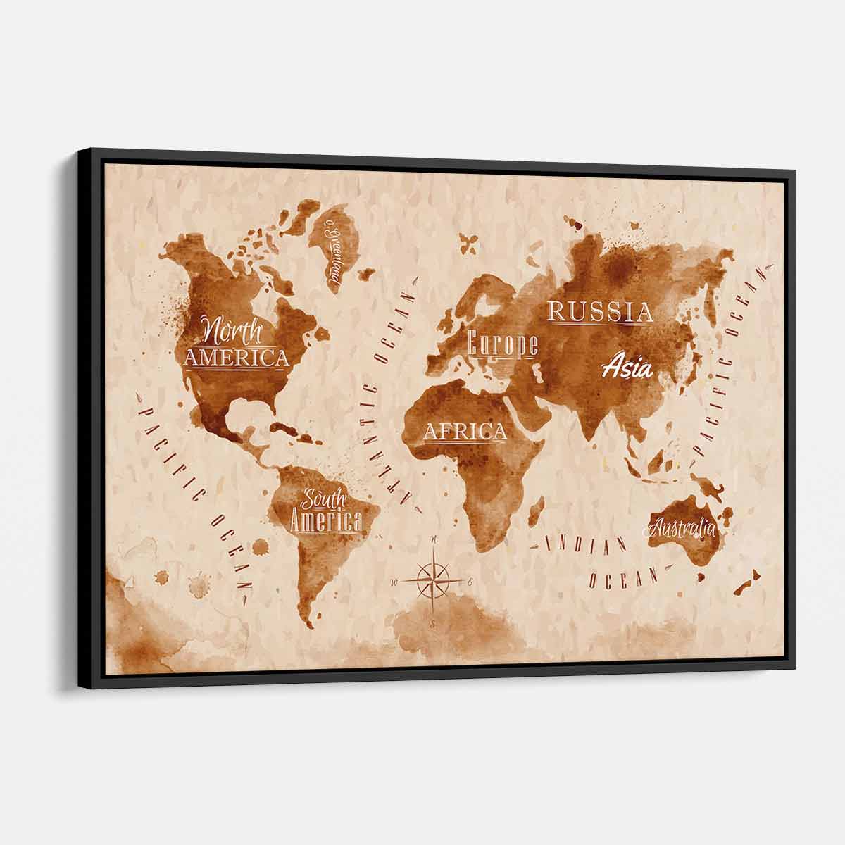 Vintage Brown World Map Wall Art Canvas 60x75 - Perfect for Home Office Decor, Living Room & Bedroom
