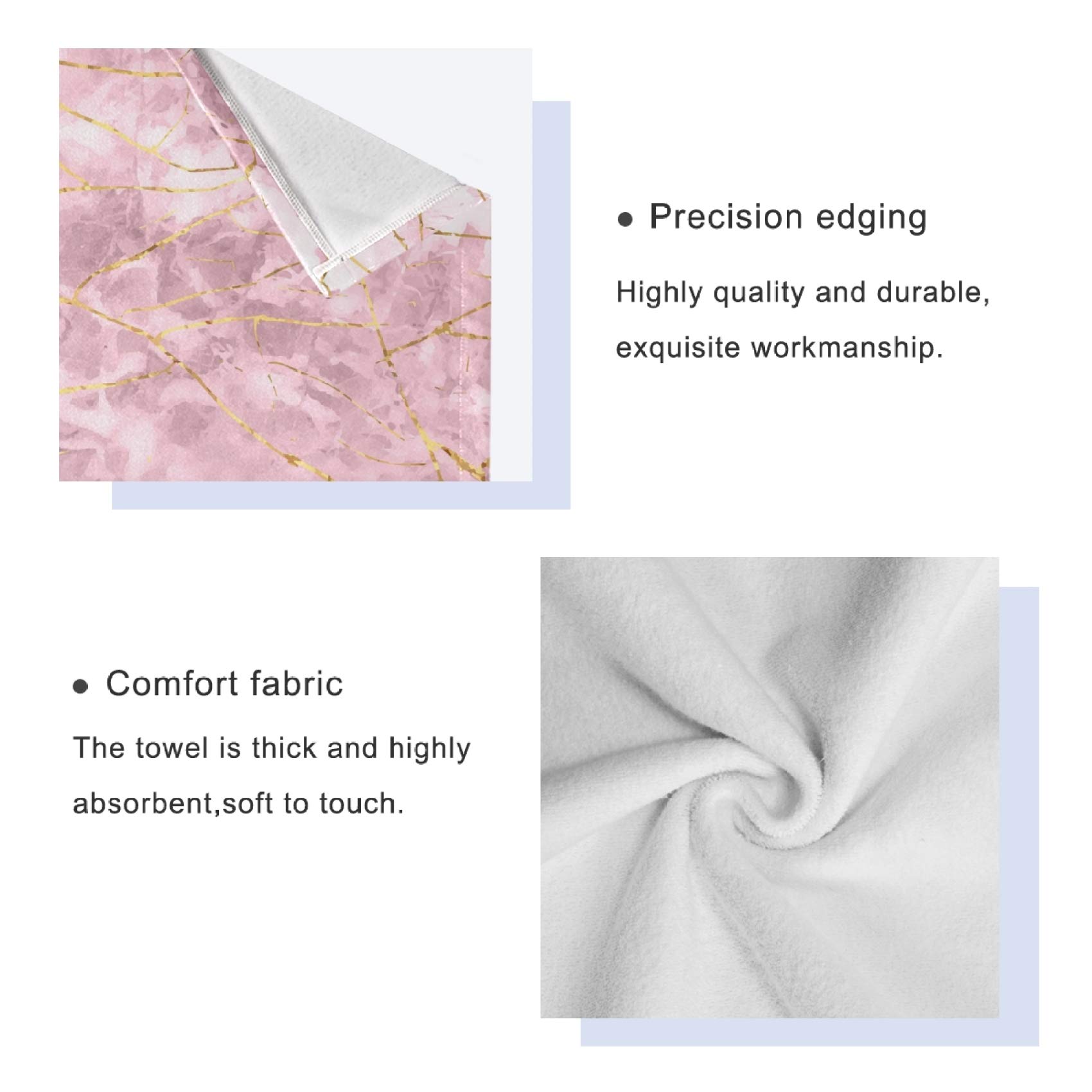 ALAZA Luxury Marble Rose Gold Bath Towel Set - 3-Piece Soft Highly Absorbent Towels (Bath, Hand, Washcloth) for Bathroom, Spa, Gym & Beach - Perfect for Home Decor & Gift Giving
