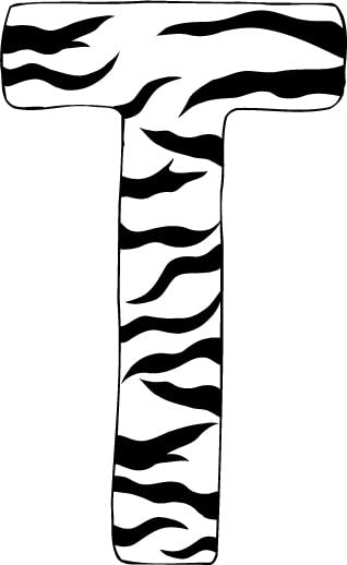A-Z 10 Inch Zebra Animal Print Letter Decals Stickers - Alphabet Wall Decor for Kids Room, Classroom, Nursery & DIY Projects (Zebra-Letter-Decals-T)