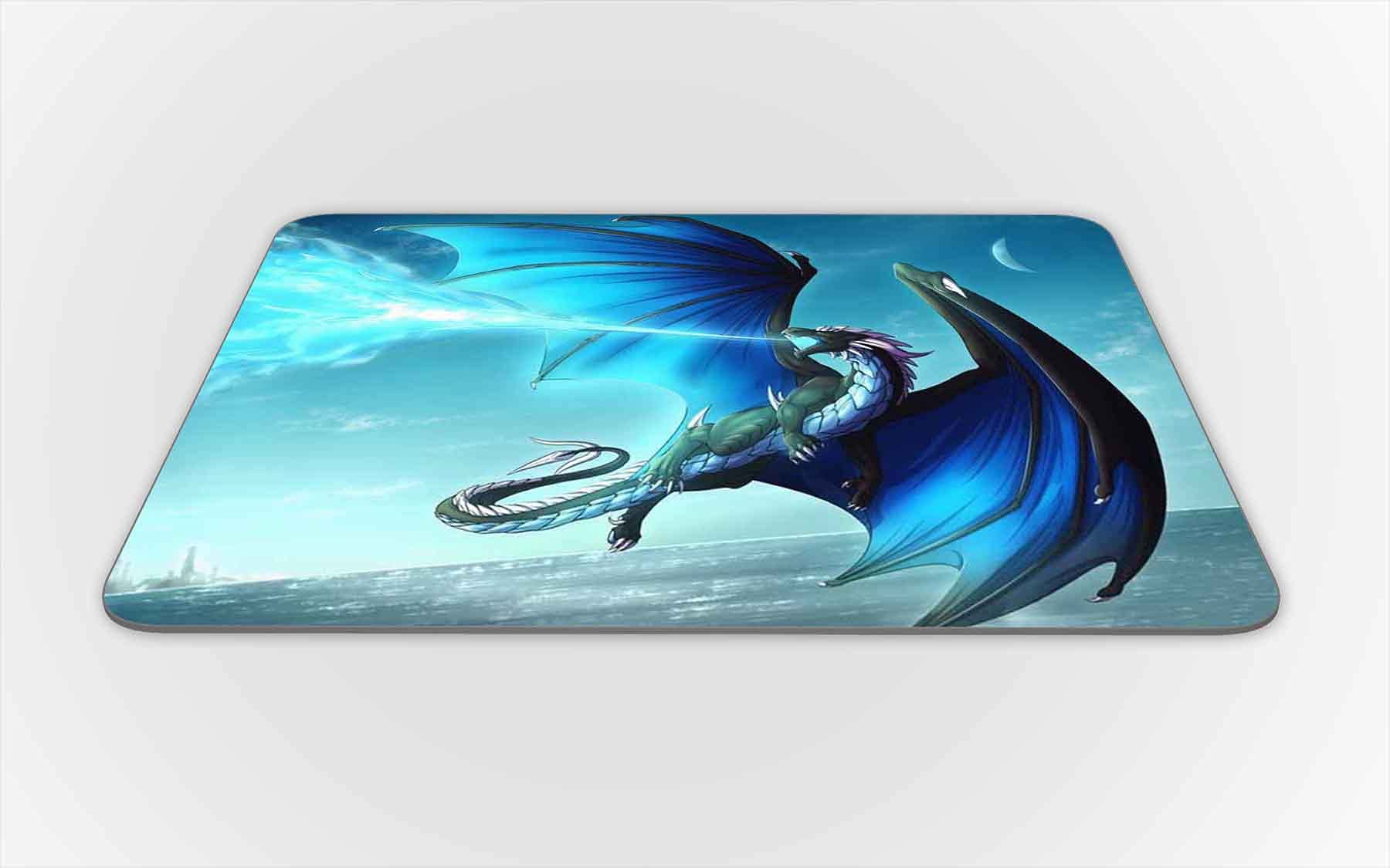 Cold Fire Blue Dragon Anti-Slip Rubber Gaming Mouse Pad - 9.45 x 7.9 Inches Rectangle Computer Mouse Mat for Home & Office Use - Perfect for PC Gaming, Workstations, and Professional Workspaces