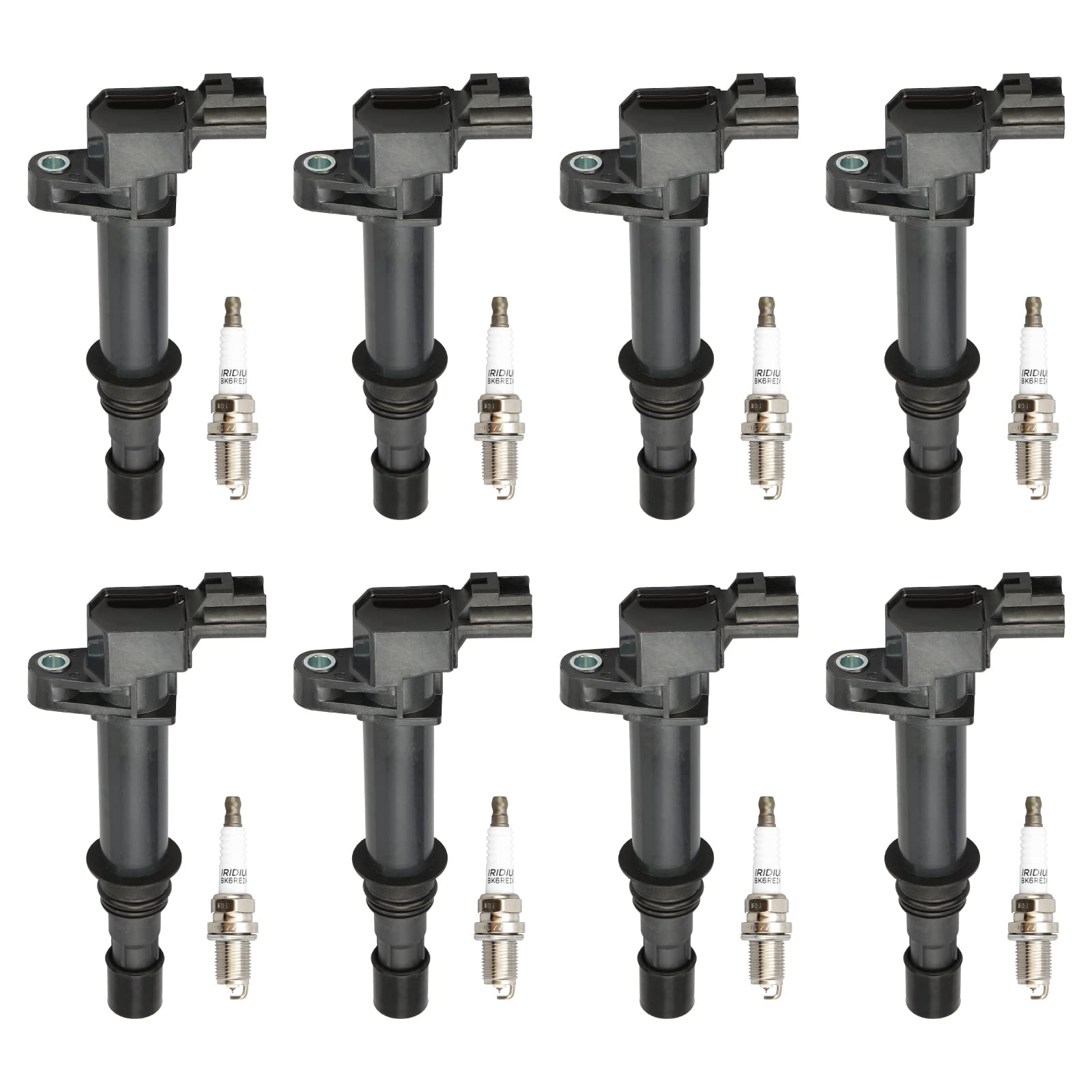 DRIVESTAR 8-Piece UF270 Iridium Spark Plugs & Ignition Coil Pack Set - Compatible with 1999-2003 Jeep Grand Cherokee/Commander 4.7L, 2002-2007 Dodge Ram 1500/Durango/Dakota, 2006-2007 Mitsubishi Raider 4.7L V8 - High Performance Engine Ignition for Smoother Starts & Better Fuel Efficiency